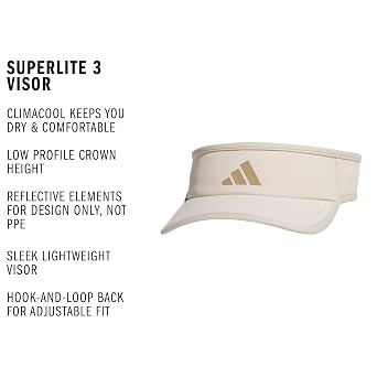 adidas Women's Superlite Visor | Open-Top Design, Adjustable Fit, Perforated Build, Hook-and-Loop Closure, All-Day Sun Comfort