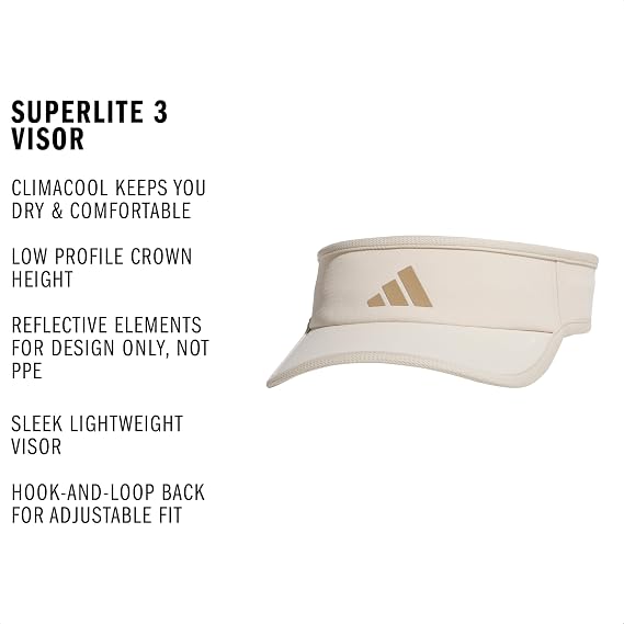 adidas Women's Superlite Visor | Open-Top Design, Adjustable Fit, Perforated Build, Hook-and-Loop Closure, All-Day Sun Comfort