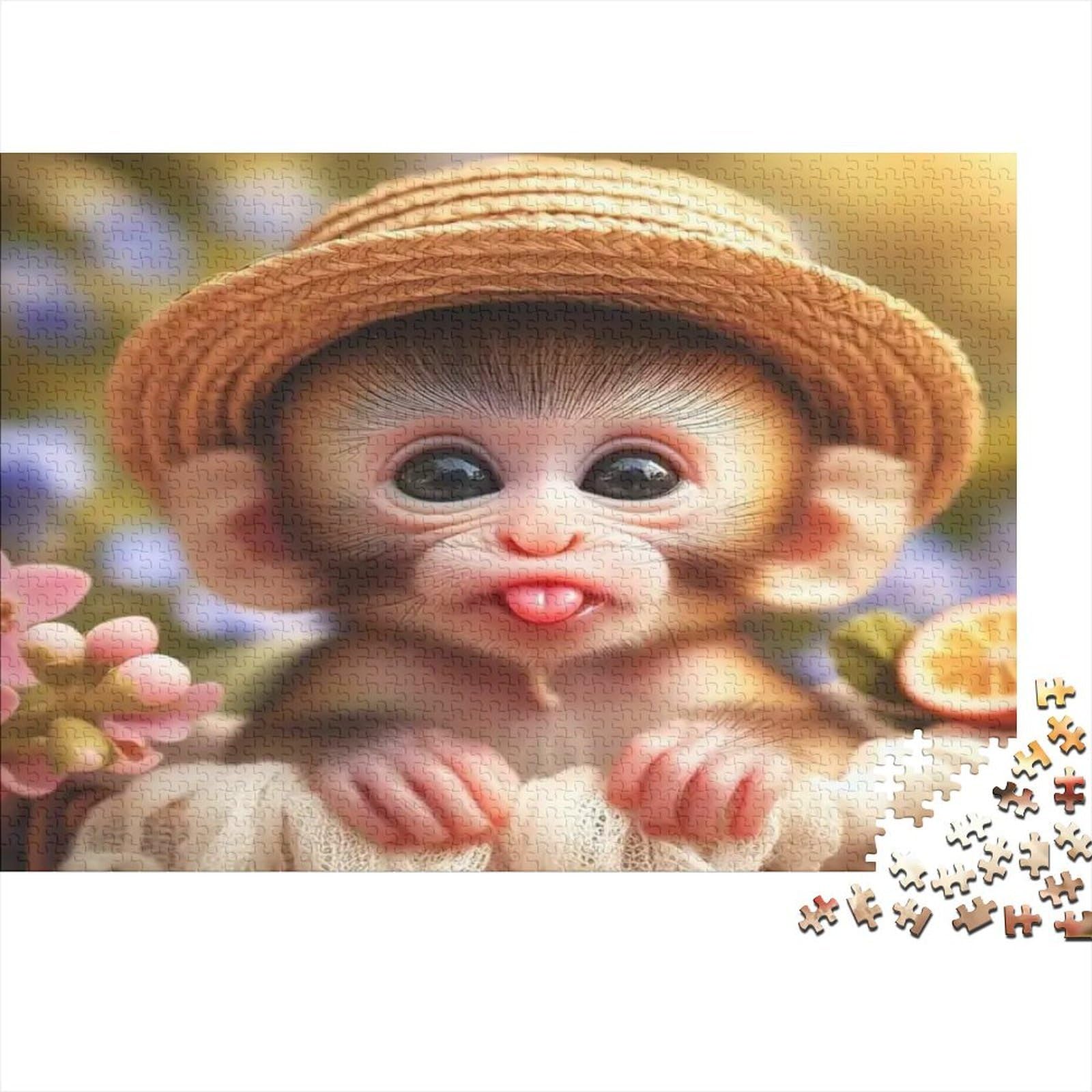 Monkey Jigsaw Puzzles Puzzle for Adults Kids. 1000 Piece Impossible Challenge Toy Educational Games Home Decoration for Adults& Kids Age 14 Years Up 38x26cm/1000pcs