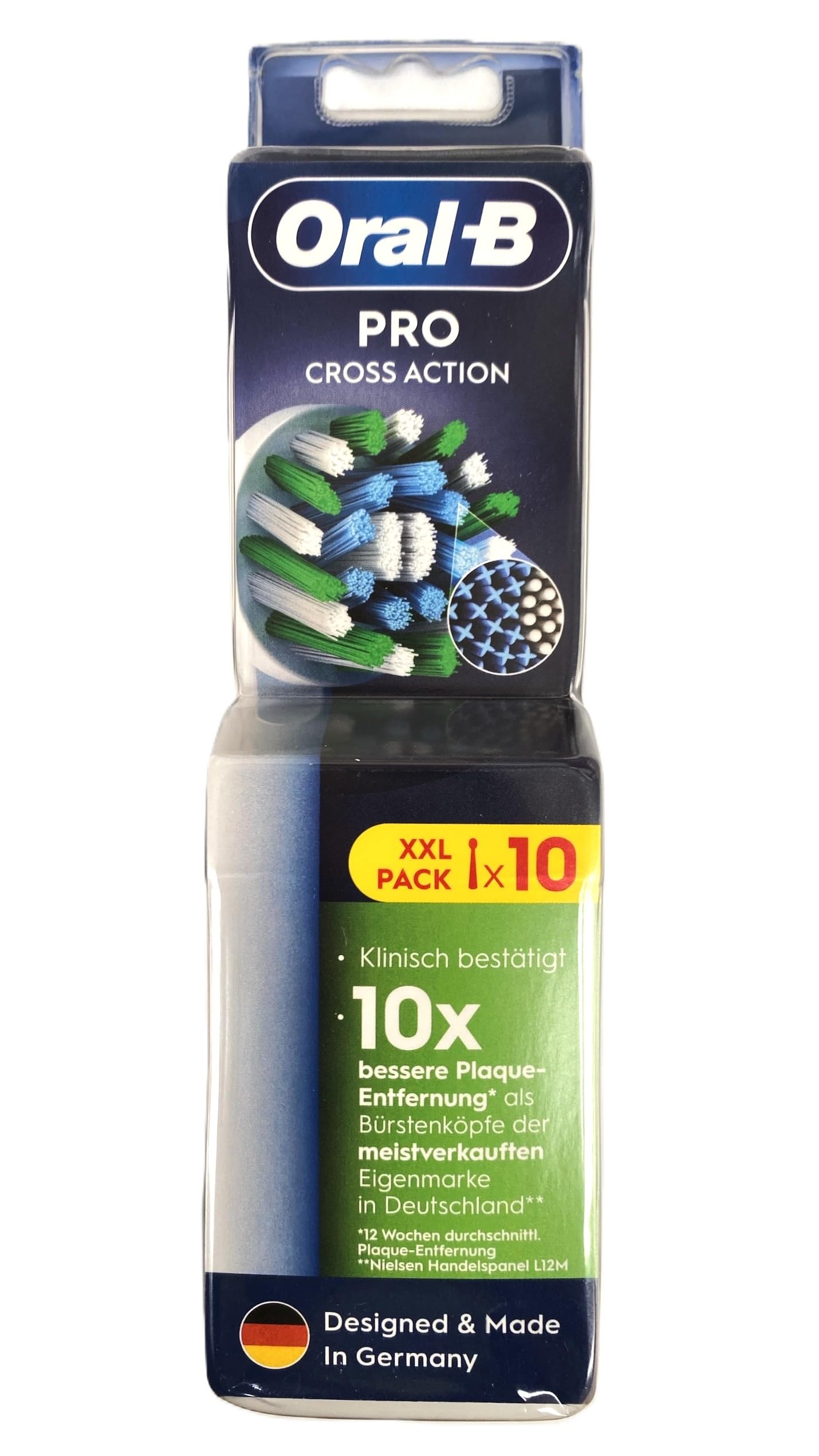 Oral-B Pro Cross Action Replacement Brush Heads 10 Count XXL Pack Electric Toothbrush Refills International Version