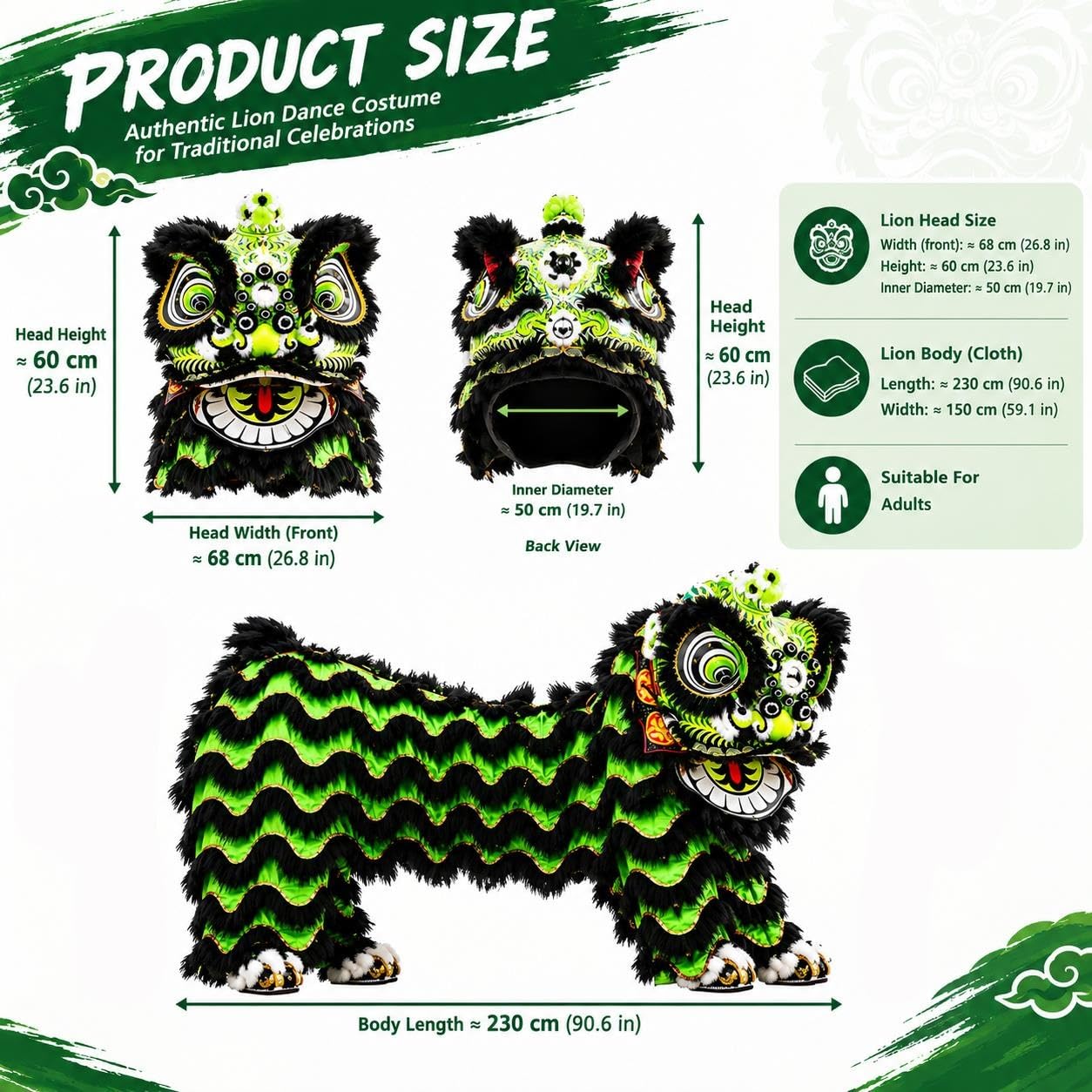 Drachen und Löwentanz-Requisiten Südlöwen-Satin-Drachen-Maskottchen-Kostüm