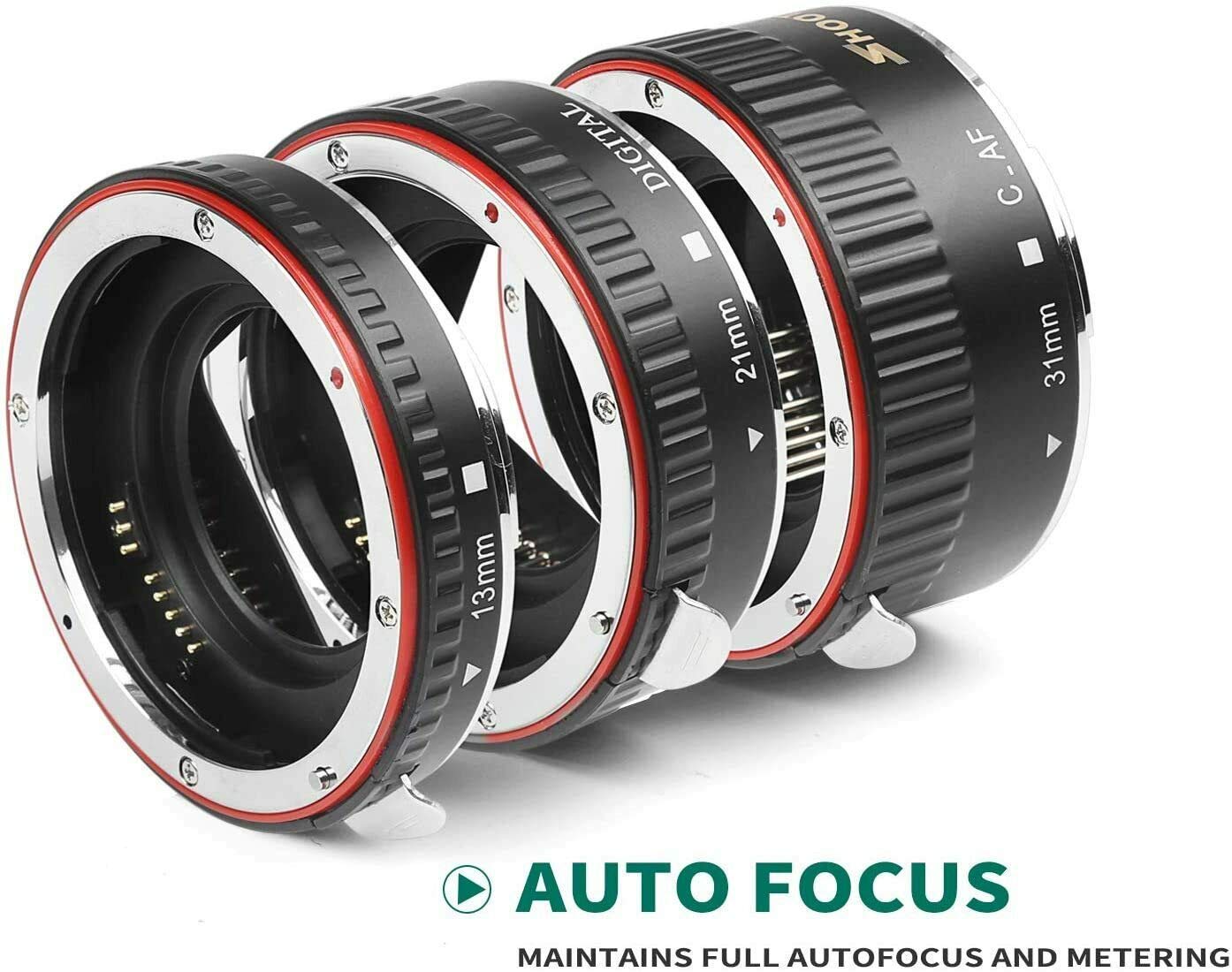 Ensemble de tubes d'extension macro autofocus avec anneau pour appareils photo reflex numériques Canon EOS EF 1100D 700D 650D 600D 550D 500D 450D 400D 350D 300D 100D 70D