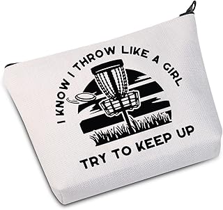 PYOUL Golf Gift Disc Golf Makeup Cosmetic Bag I Know I Throw Like A Girl Try to Keep Up Disc Golf Travel Toiletry Pouch (I Know I Throw Bag EU)