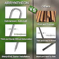Vista 2 de Rebar Estacas de 12 pulgadas, paquete de 10 estacas de metal resistente en J, estacas de valla para trampolín, valla, tienda de campaña