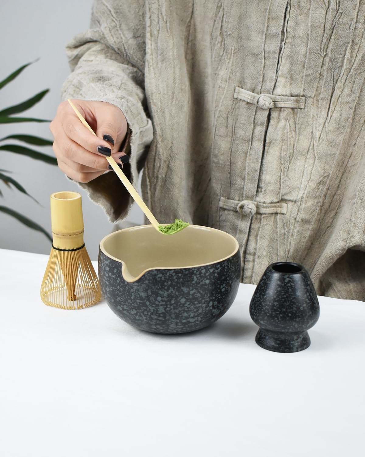 Artcome Vintage Matcha Tea Set – 20.2oz Handmade Matcha Bowl with Pouring Spout, Bamboo Whisk, Whisk Holder, Tea Scoop & Matcha Tea Manual–Ideal for Traditional Japanese Tea Ceremony and Daily Rituals - Image 3