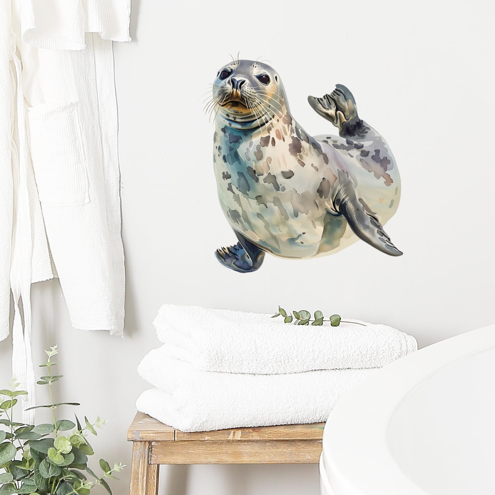 RoyoLam Lifelike Seal Wildlife Wall Decal Nursery Animal Wall Sticker Removable Peel and Stick Wall Art Decor for Kid Baby Classroom Preschool Living