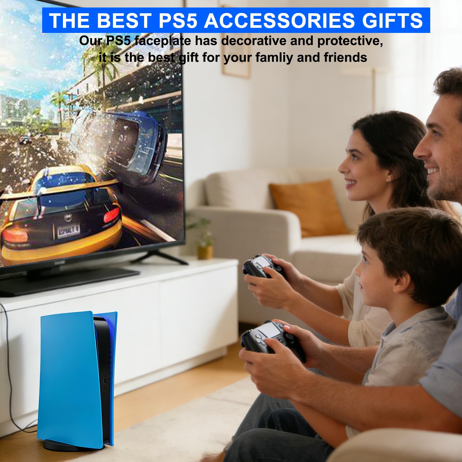 arVin Piastra di ricambio laterale per PS5, copertura di ricambio per console PS5 versione Digatal, accessori antipolvere per console PS5, custodia in ABS (blu stella, versione digitale)