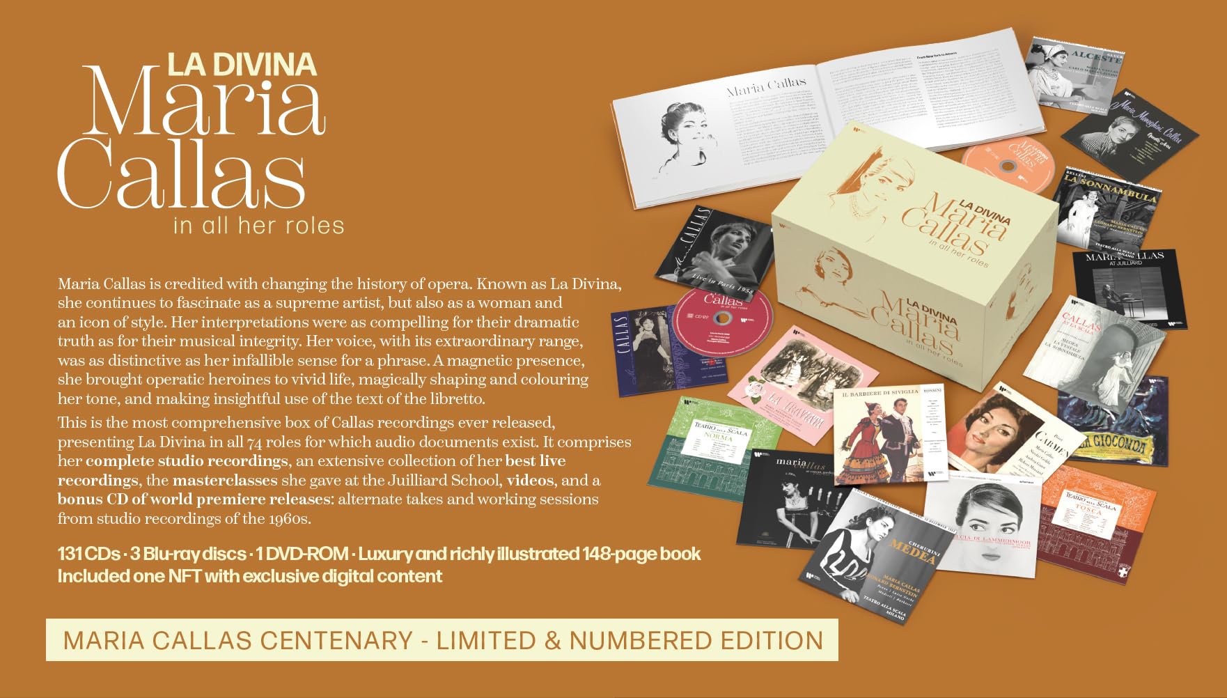 Maria Callas-La Divina in All Her Roles (Deluxe Edition, 131 CD + 3 Blu-Ray + 1 DVD)