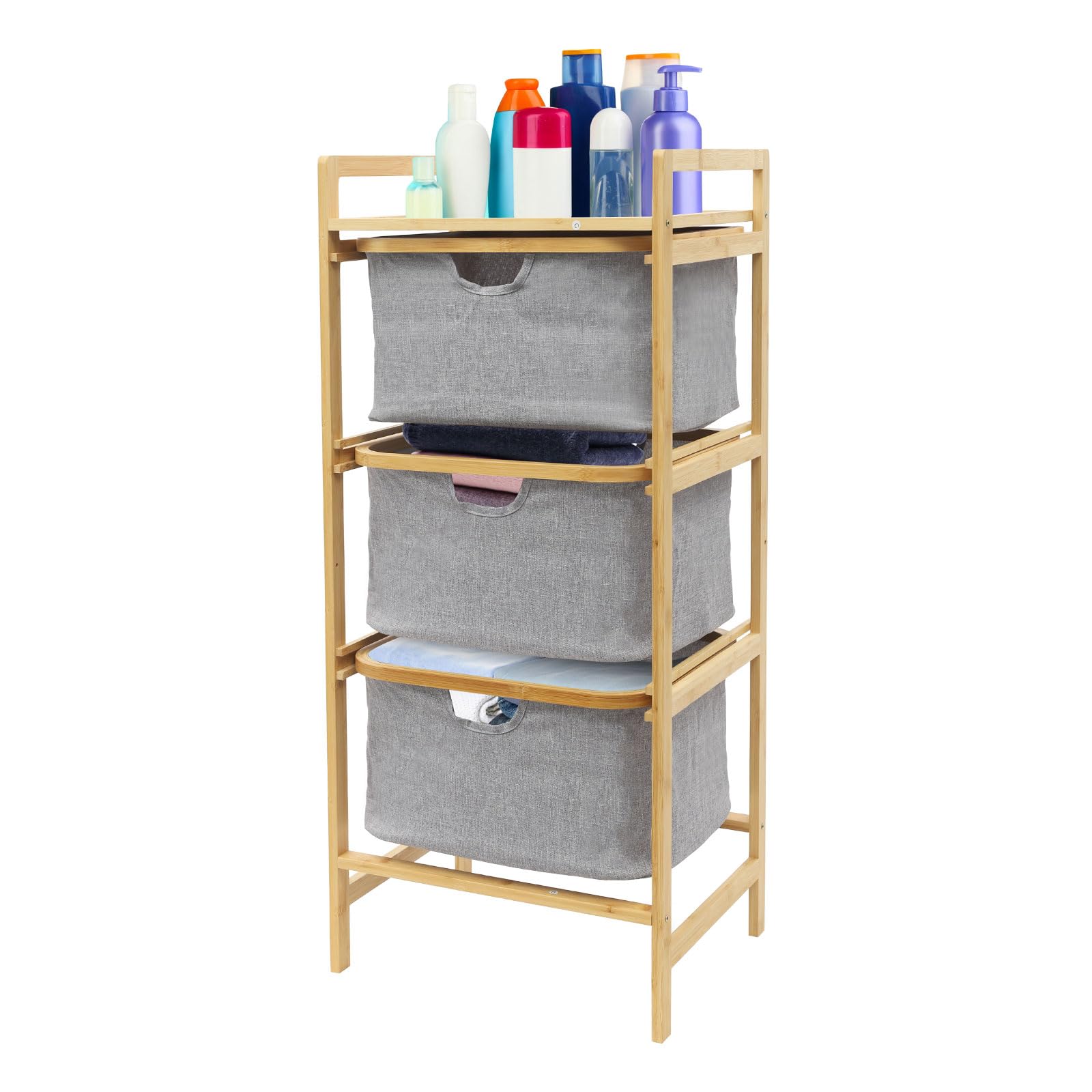 3-Tier Laundry Basket Organizer, Storage Basket With Removable Compartments, Freestanding Laundry Sorter Shelf For Bathroom Bedroom, Clothes Hamper With 3 Bins