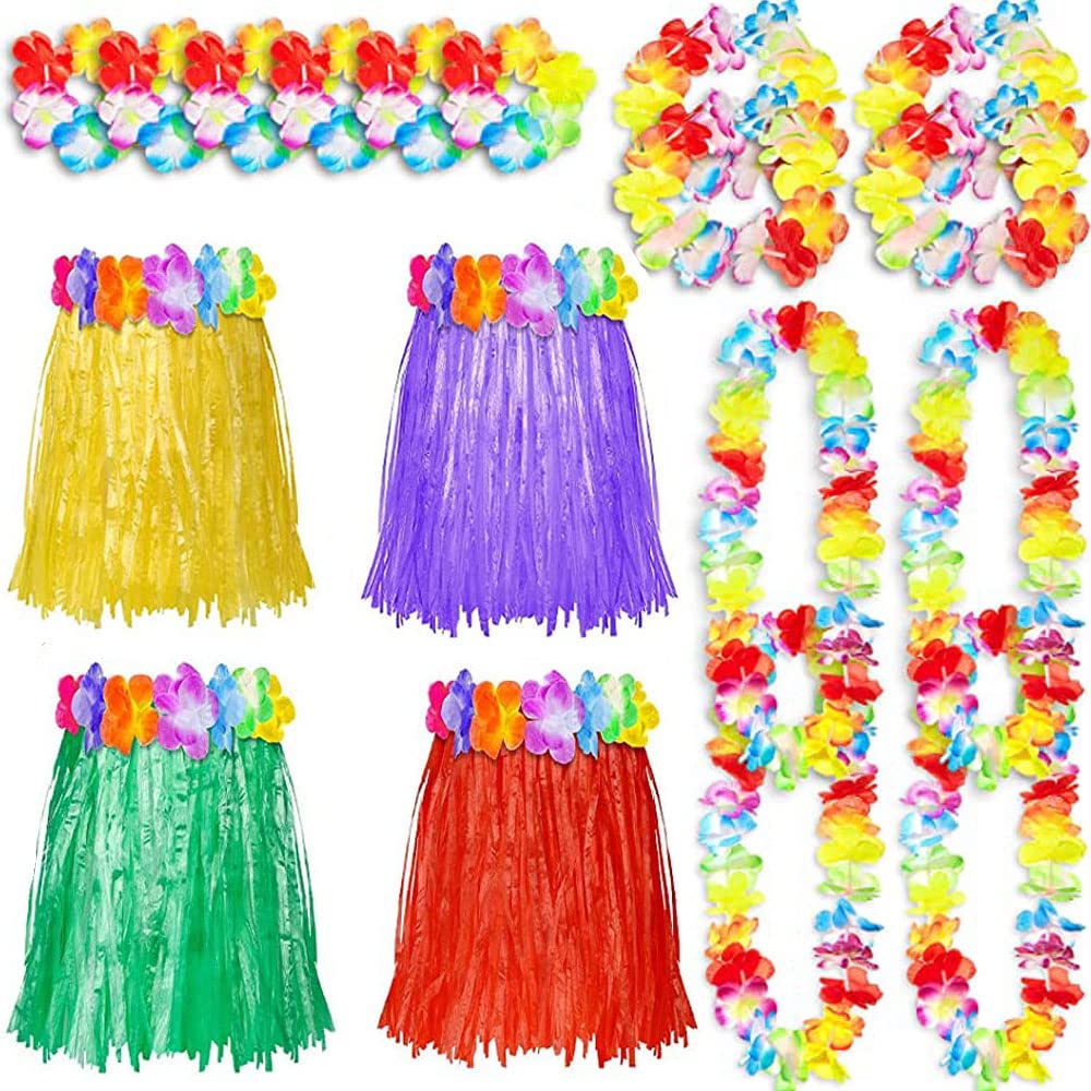 Jupe Hawaïenne Hula Feuilles Rouges Adulte - Costume Tropical Danse Fête Luau