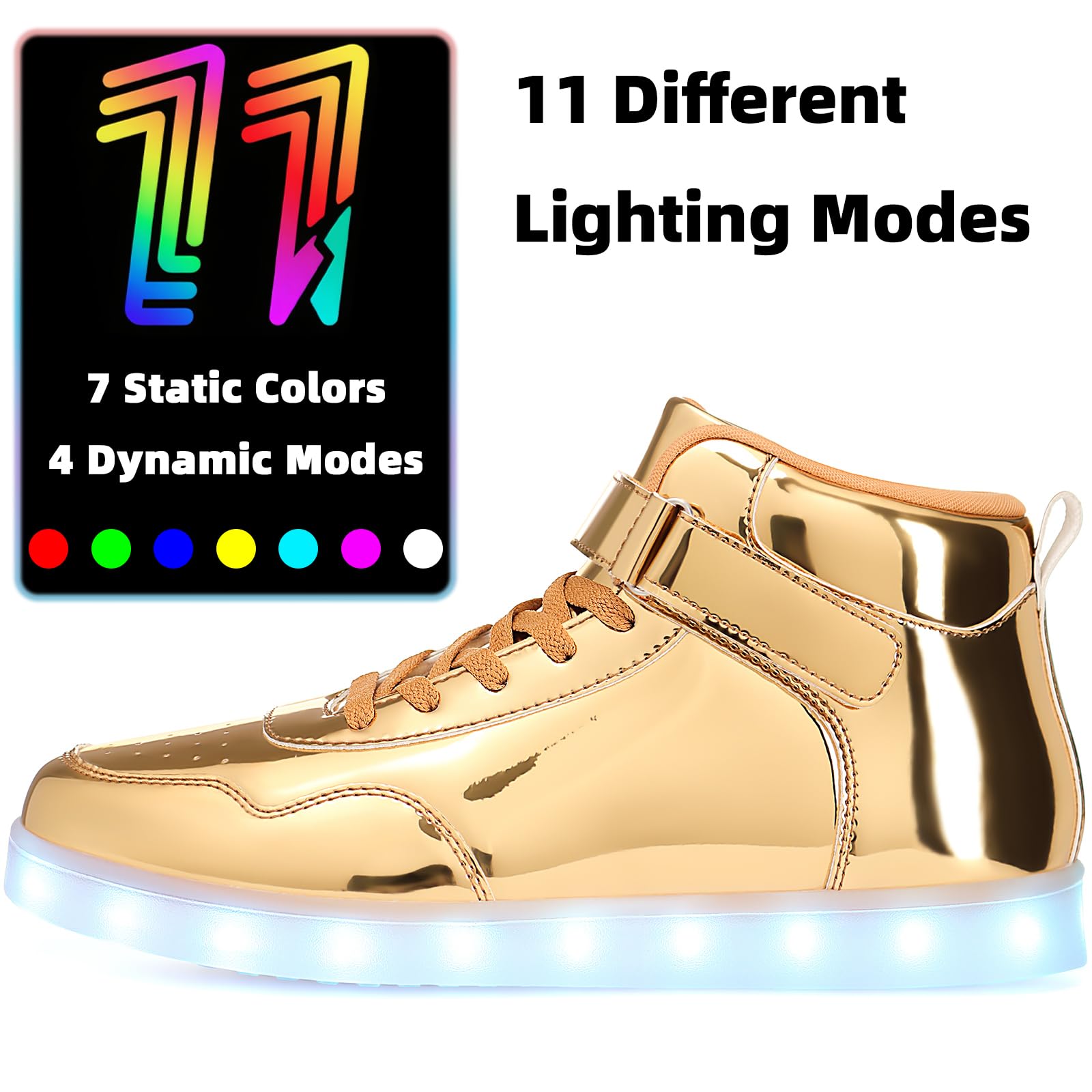 APTESOL Scarpe da ginnastica unisex con luci a LED, alte e luminose, per donne e uomini