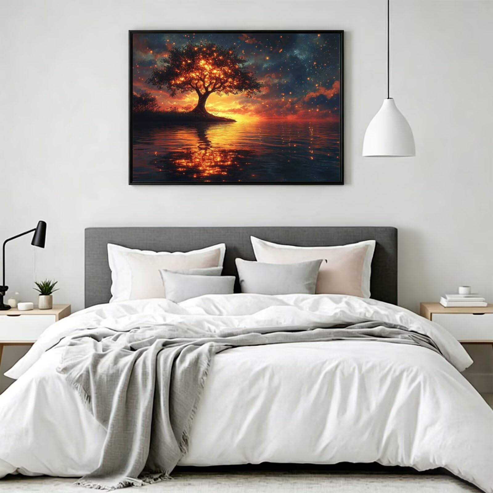 Pintar por Numeros árbol Pinturas Acrilicas Cielo estrellado Pintura por Numeros Lienzos para Pintar, Pintura Acrilica Manualidades, Decoración para Hogar, Regalos Cumpleaños, 70x90cm Sin Marco, q-830