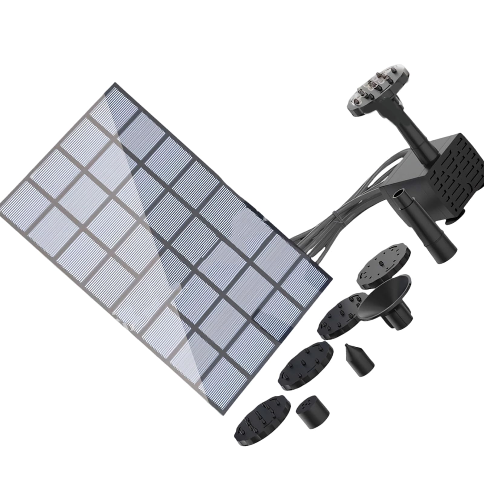 9V 2.5W Solar Fountain Pumps for Outdoor Use Dry Operate Safe Water Pumps with 6 Nozzles for Bird Bath Pond Garden for Pond Backyard Water Features