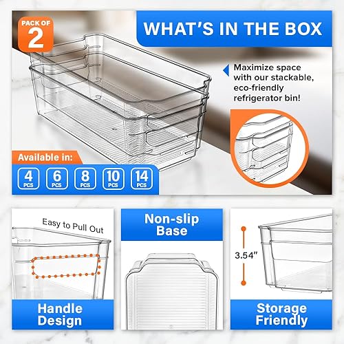 Miniatura 3 de Lifemaster Organizadores de despensa y contenedores de almacenamiento Contenedores transparentes apilables para cocina y congelador, organizador de