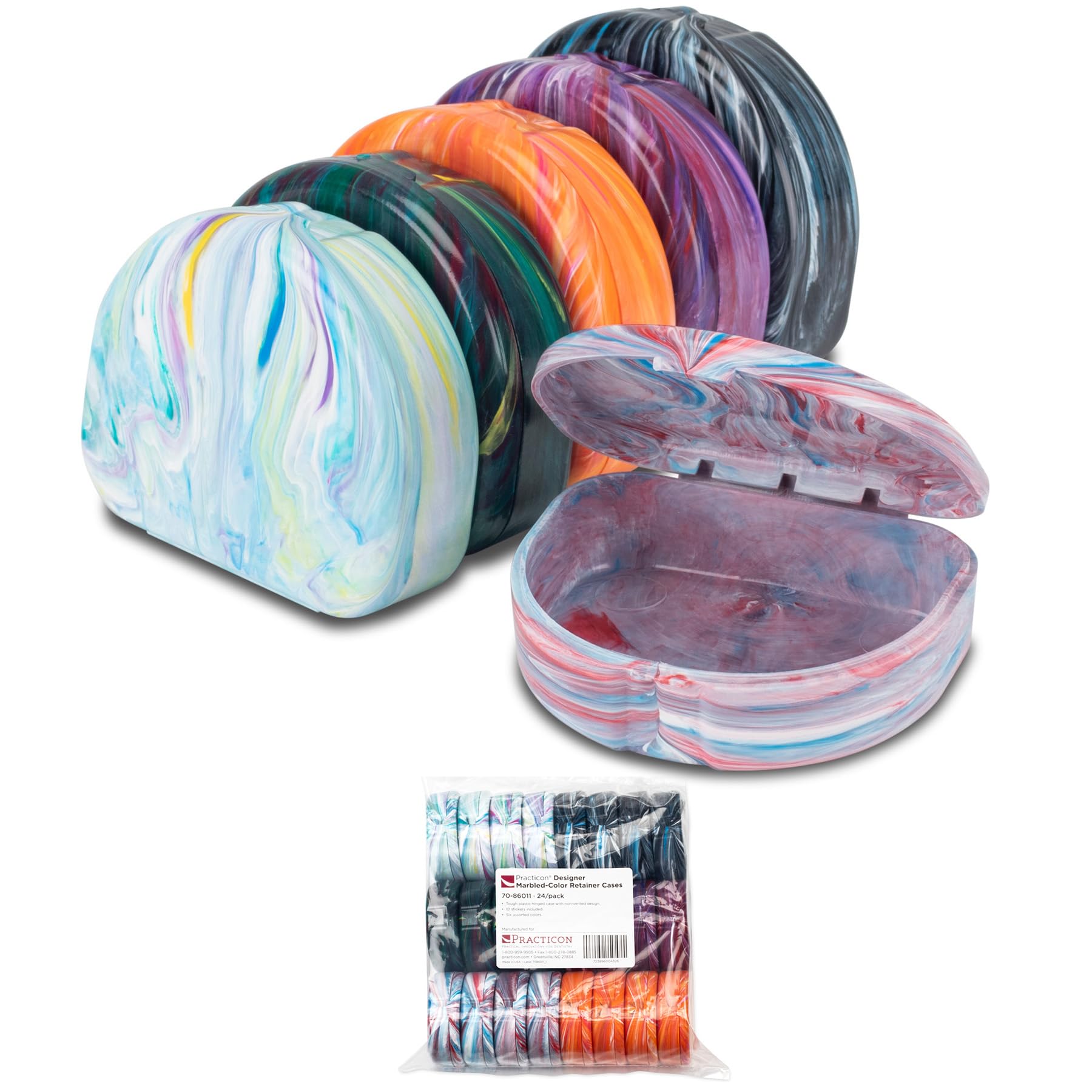 Practicon 7086011 - Custodie colorate marmorizzate, confezione da 24