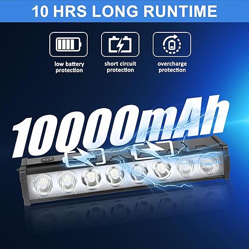 Miniatura 4 de Luces de bicicleta, 17 LED de 4000 lúmenes, luz de bicicleta con 4 modos, 10000 mAh USB recargable luz de bicicleta para bicicleta con pantalla de