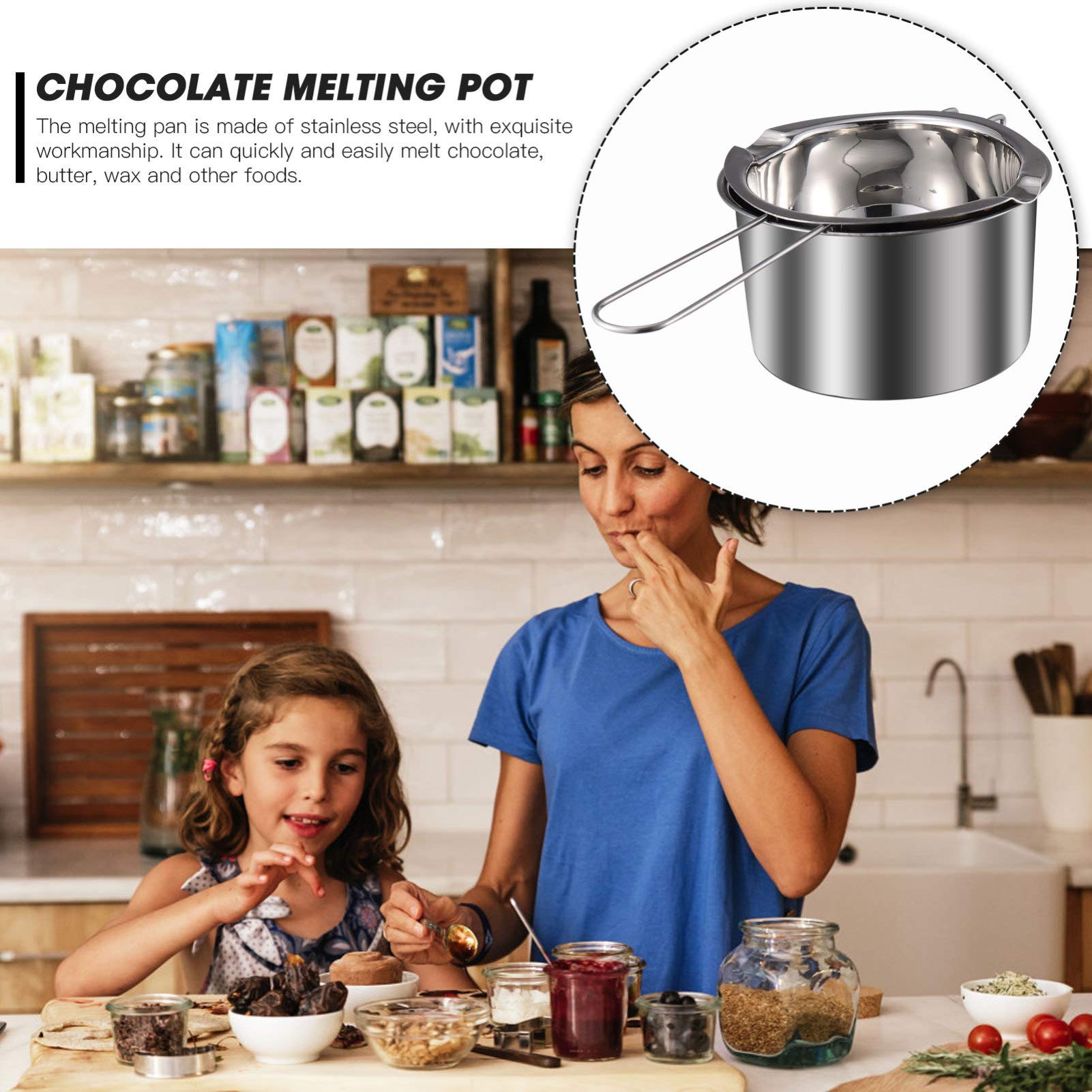 Milisten 1 Juego de Olla de Acero Inoxidable para Baño María para Derretir Velas de de Cera de Chocolate Que Hacen 400 Ml