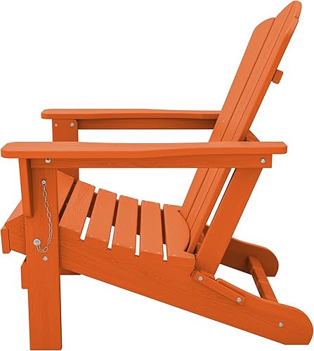 Miniatura 11 de KINGYES - Silla Adirondack plegable, sillas de patio de polietileno de alta densidad para todo tipo de clima, silla de césped con textura de madera