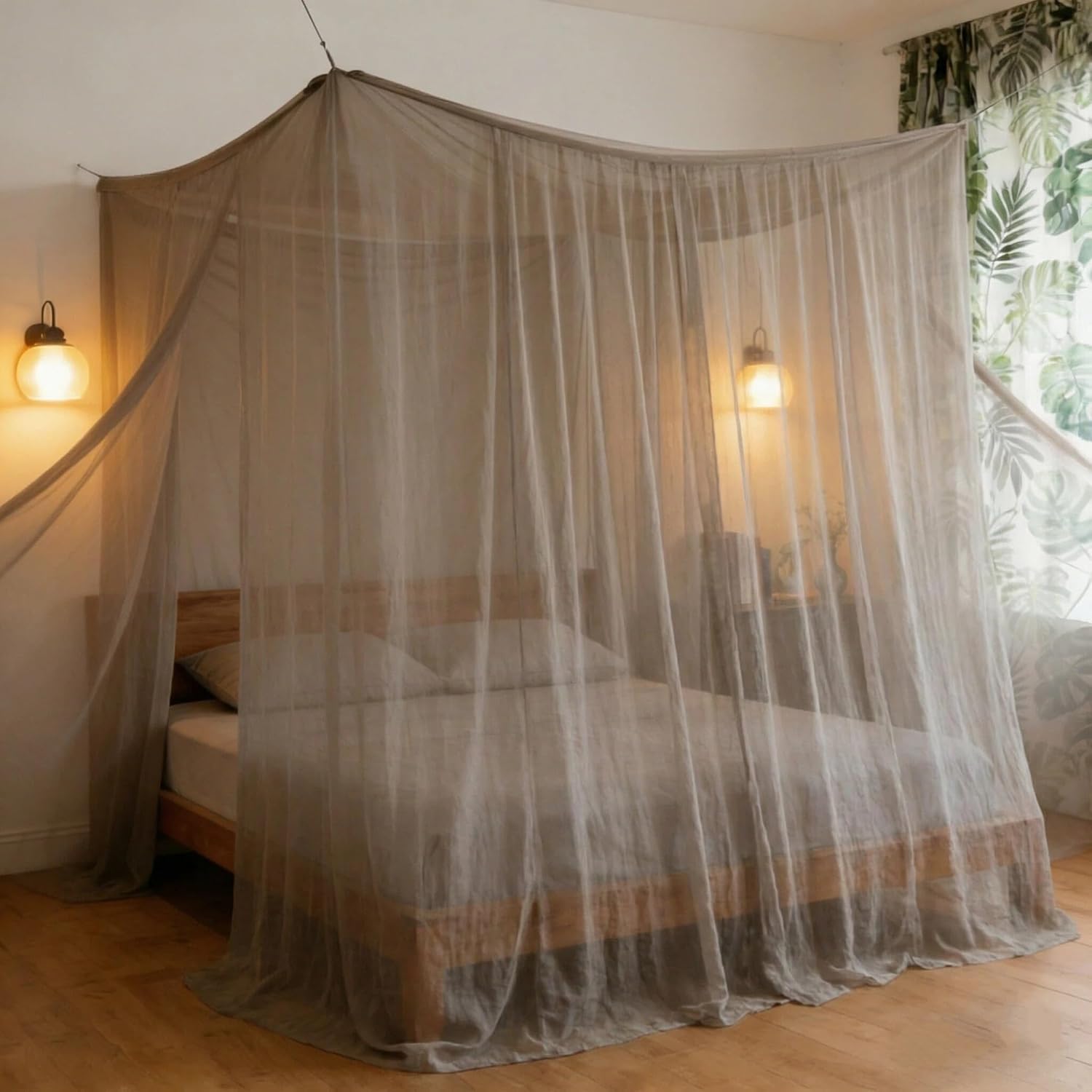 Amradield Pure Silver Coated Mesh EMF Protection Mosquito Netting Square 86.6" x 86.6" x 86.6" Silver Fiber EMF Protection EMF Shielding Neting Canopy Blocks RF & WiFi, Bed Net for Health Protection