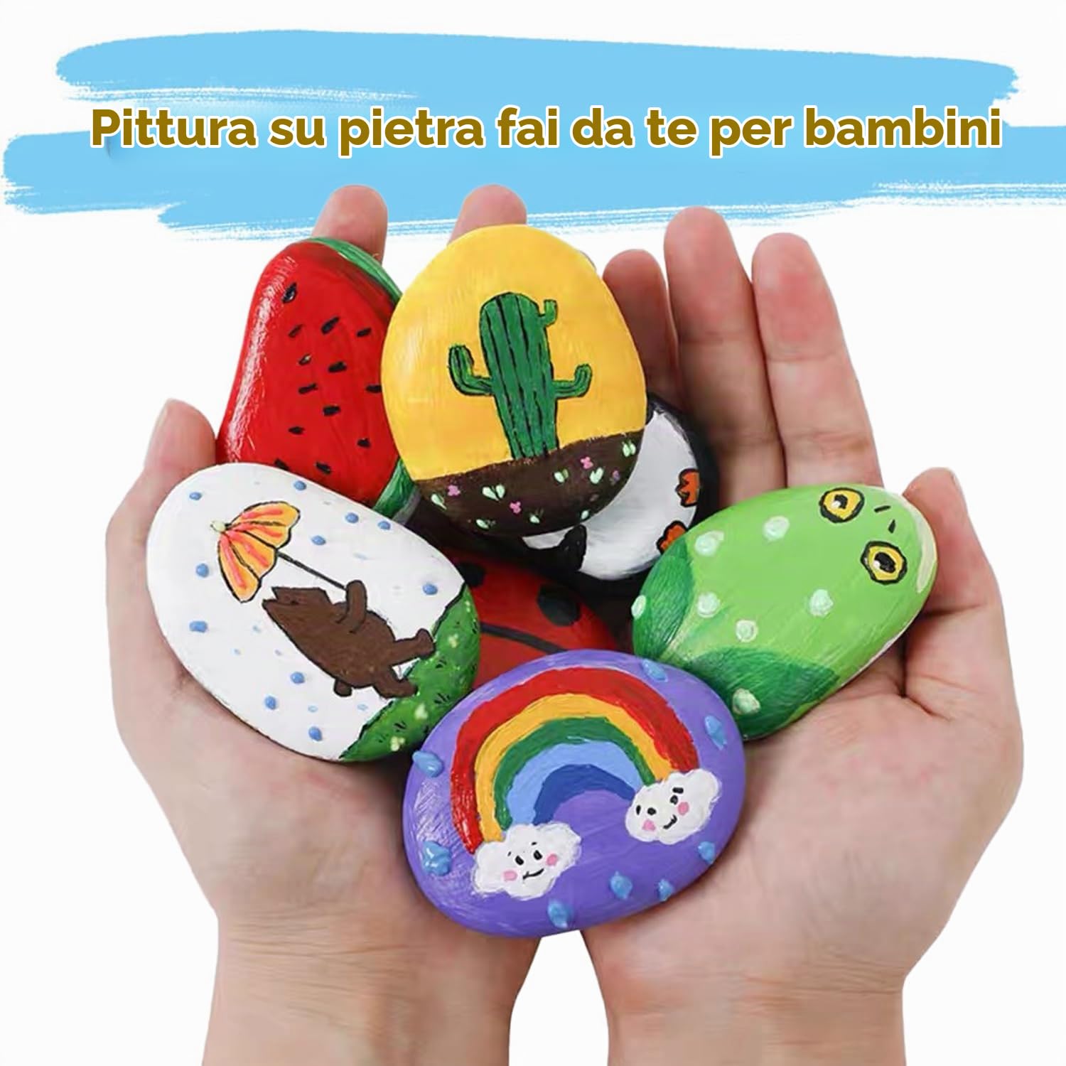 Sassi da Dipingere 12 Pezzi Pietre Piatte per la Pittura 5-8 cm Pietre Dipinte a Mano Ciottoli da Dipingere per Pittura Fai da Te, Decorative per Acquario e Giardino