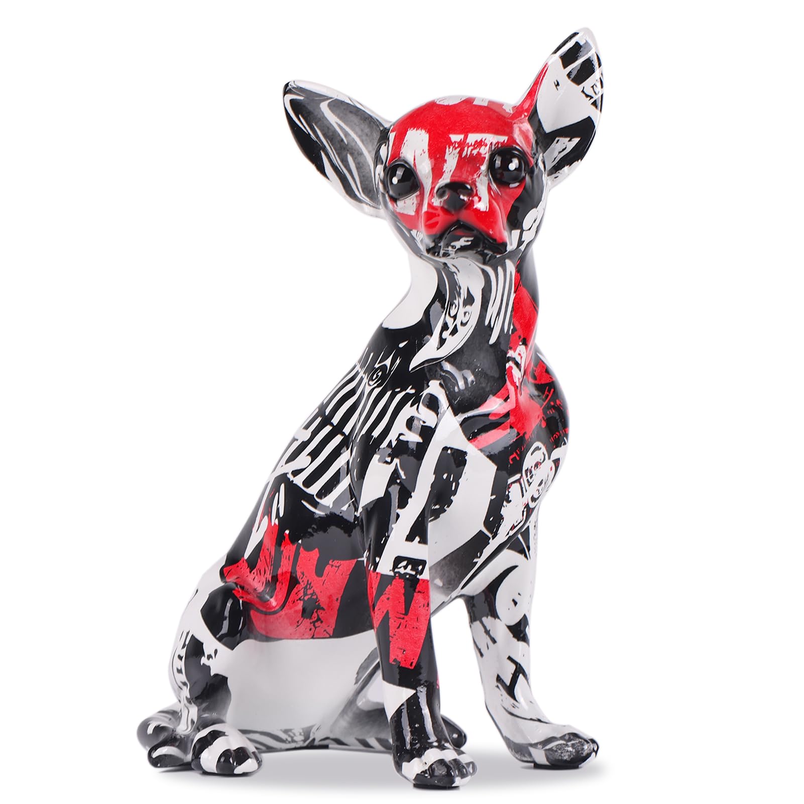 Statue De Chihuahua Colorée En Résine - Figurine Graffiti Art Pour Décoration Intérieur, Salon Et Étagère - Cadeau Original