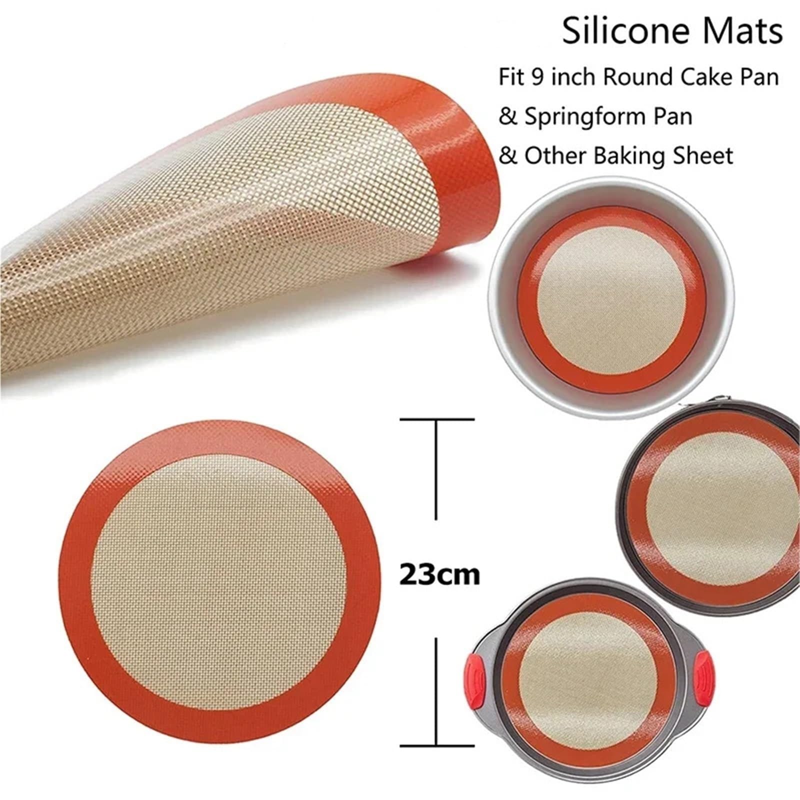 Ofenmatte 2 Stück runde Silikon-Backmatte, antihaftbeschichtete Wiederverwendbare Blecheinlagen for Luftfritteuse, Backofen, Backformen for Kuchen, Pizza, Gebäck, Kekse(20x20cm)