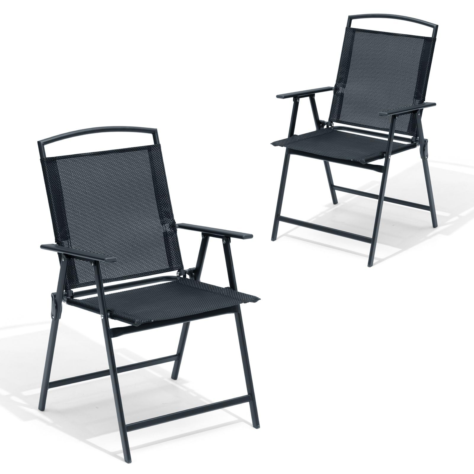 Crestlive Products Patio Folding Chairs Set of 2, Outdoor Folding Chairs with Durable Rust-Resistant Frame and Breathable Textilene Material for