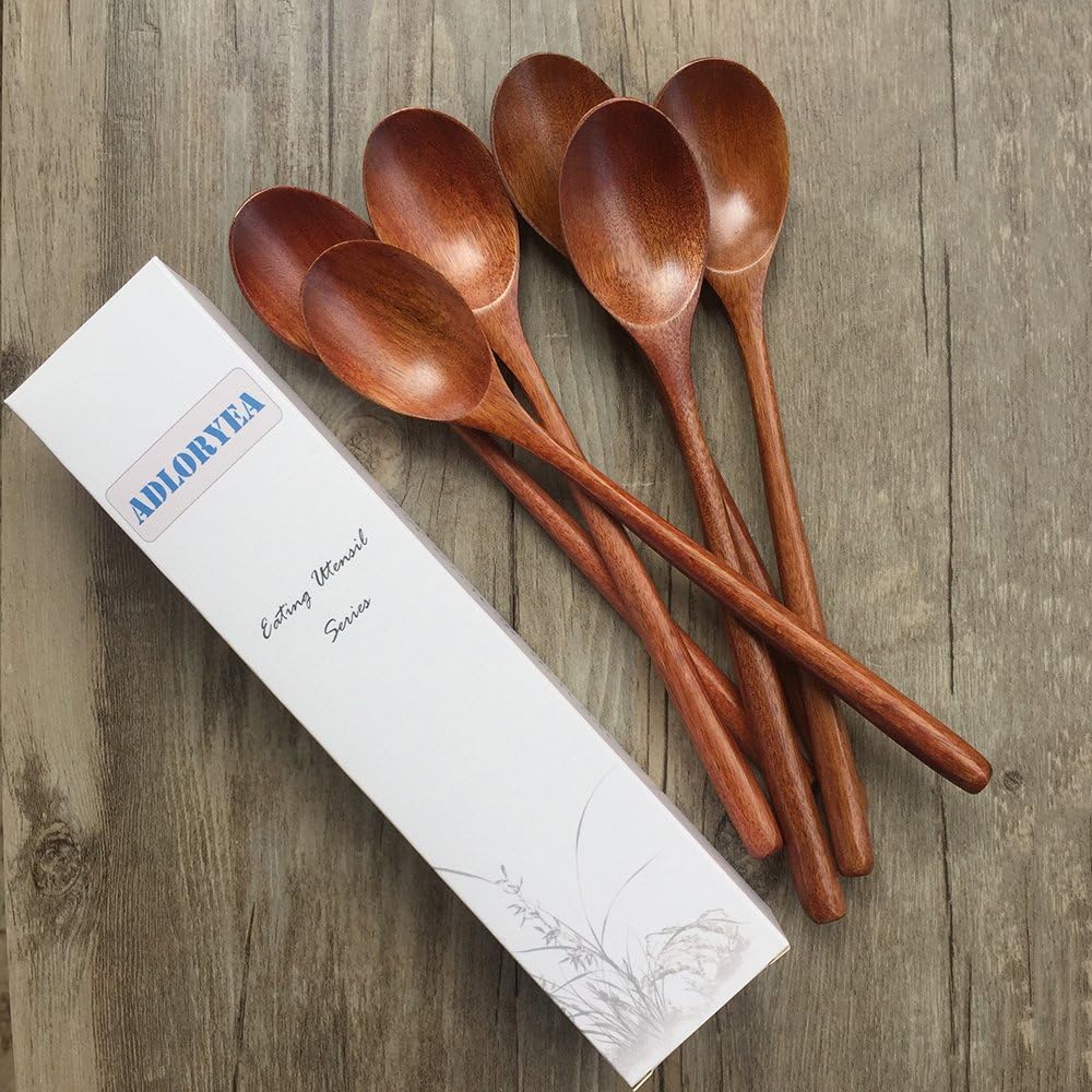 Review Product Wooden Spoons, 6 Pieces 9 Inch Wood Soup Spoons for Eating Mixing Stirring, Long Handle Spoon with Japanese Style Kitchen Utensil, ADLORYEA Eco Friendly Table Spoon 80% Off Discount Wooden Spoons, 6 Pieces 9 Inch Wood Soup Spoons for Eating Mixing Stirring, Long Handle Spoon with Japanese Style Kitchen Utensil, ADLORYEA Eco Friendly Table Spoon