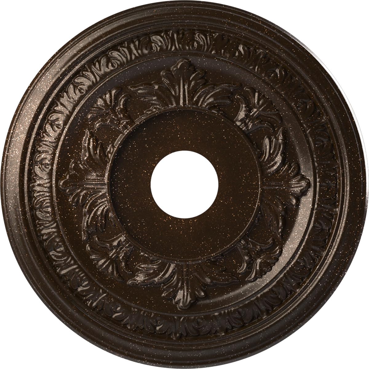 Ekena Millwork CMP19BAAMB Baltimore Thermoformed PVC Ceiling Medallion (Fits Canopies up to 7 3/4"), 19"OD x 3 1/2"ID x 1"P, Textured Metallic Mystic Brown