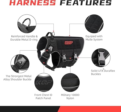 Miniatura 3 de Arnés para perro sin tirones, arnés táctico para perro, chaleco militar con ajustable, arnés para perros medianos, perro de servicio