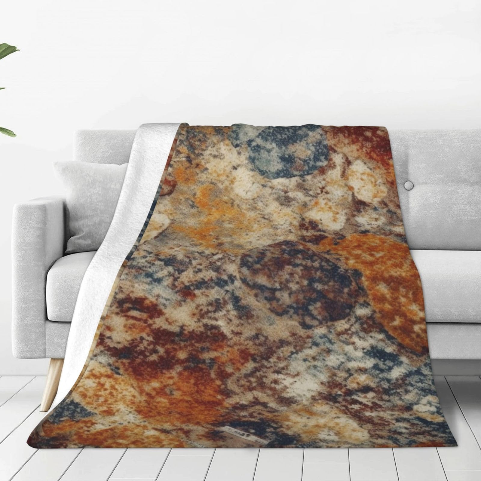 Jeté de canapé en flanelle microfibre haut de gamme au motif granit abstrait