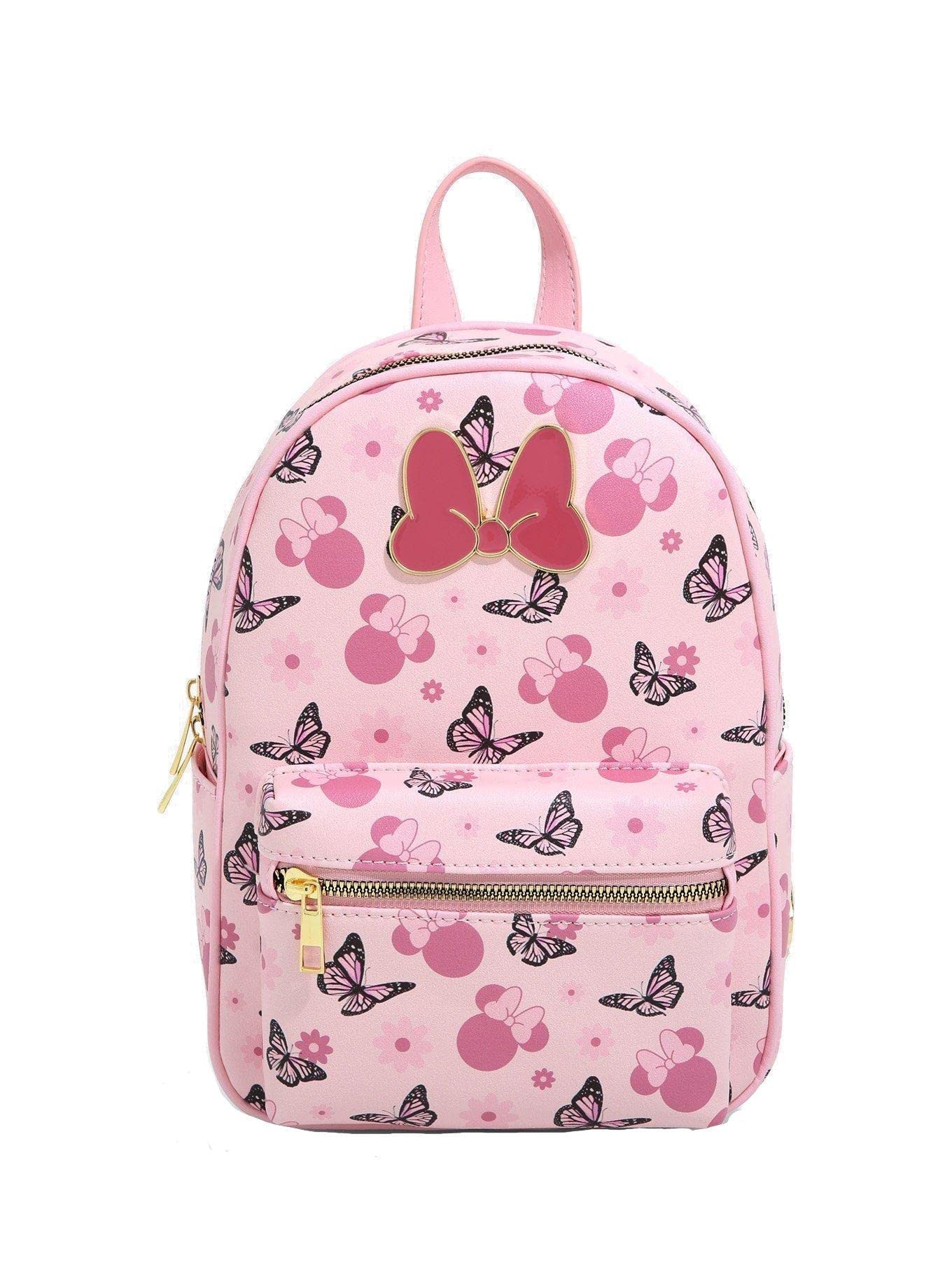 Loungefly Disney Minnie Mouse Pink Butterfly Mini Backpack 3 Butterflies New Minnie Mouse Pink Butterfly Loungefly Mini Backpack – Box  main image 2
