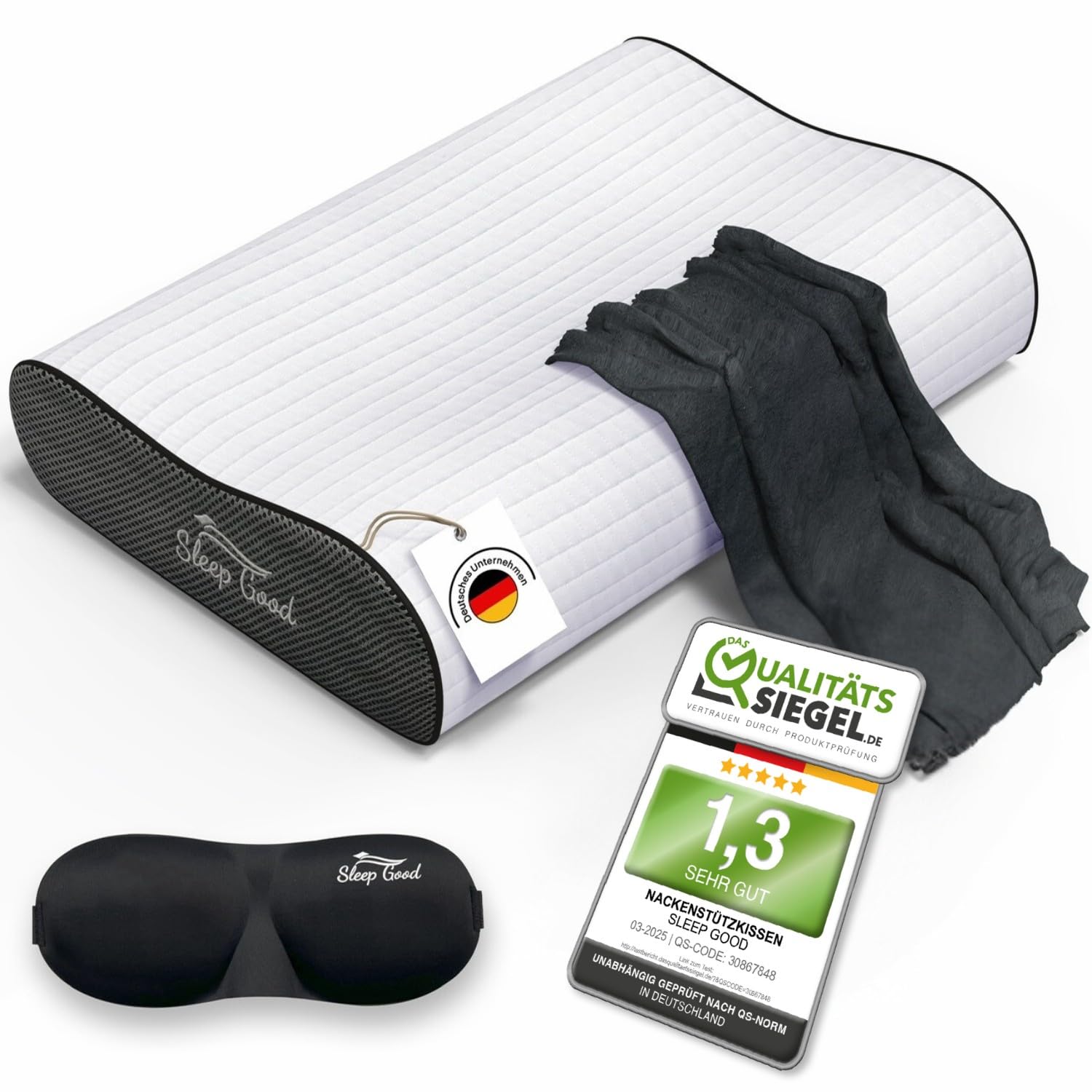 Sleep Good Nackenstützkissen - Memory Foam Höhenverstellbar gegen Nackenschmerzen - Seitenschläferkissen