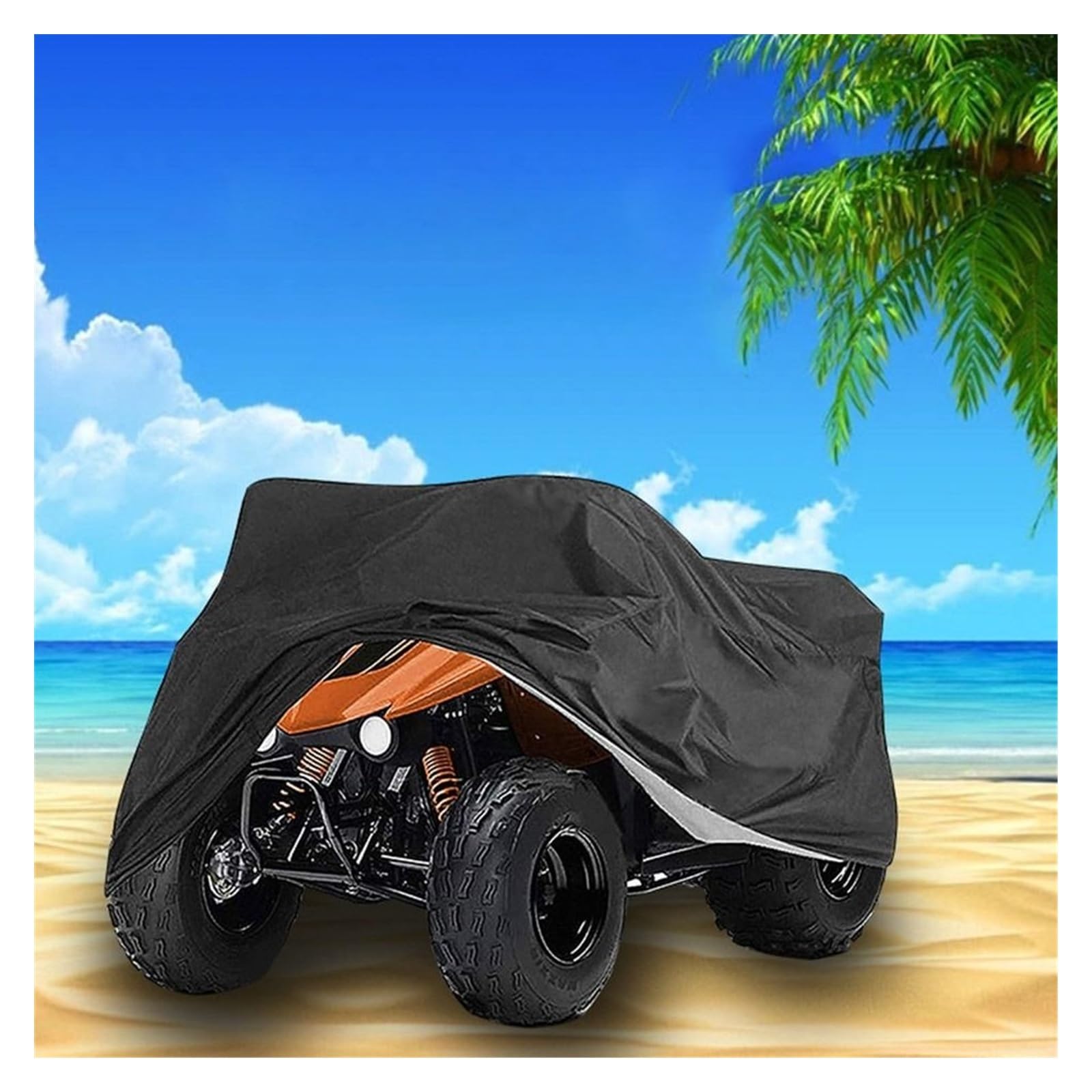 Motorrad Abdeckplane Outdoor Outdoor-ATV-Abdeckung, Allrad-Quad-Aufbewahrung, Allwetter-Schutzabdeckungen, Motorrad-Vollauto-Schutzzubehör(Black XL)