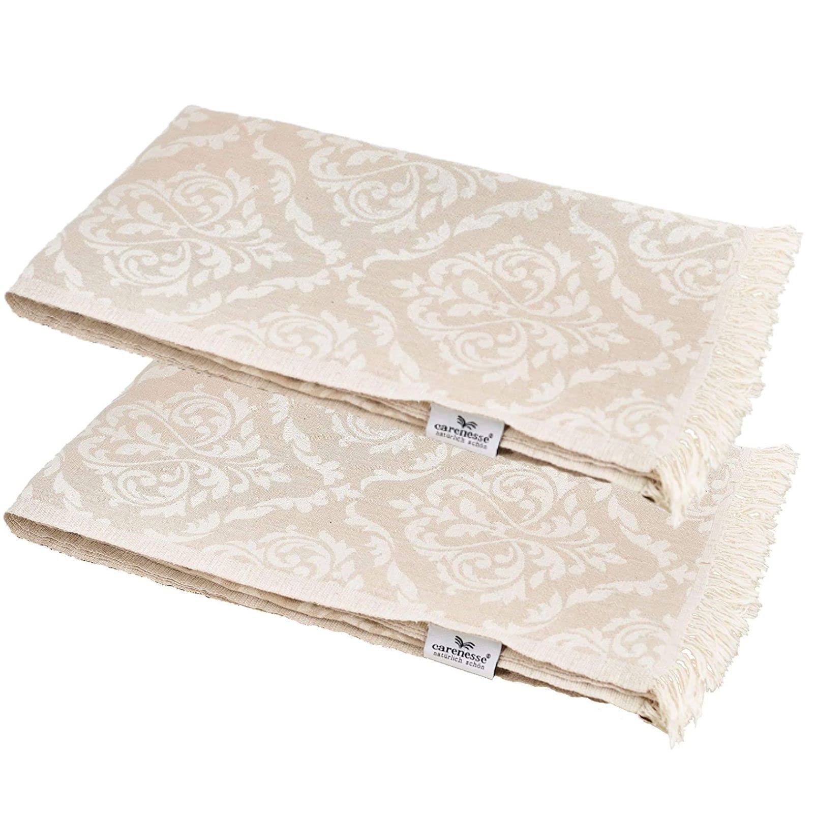 Carenesse Handtuch Barock 2er Set – 60 x 100 cm, beige