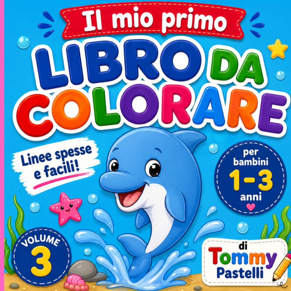 Il mio primo libro da colorare – Volume 3 Mare: Disegni semplici e grandi per bambini 1-3 anni con linee spesse