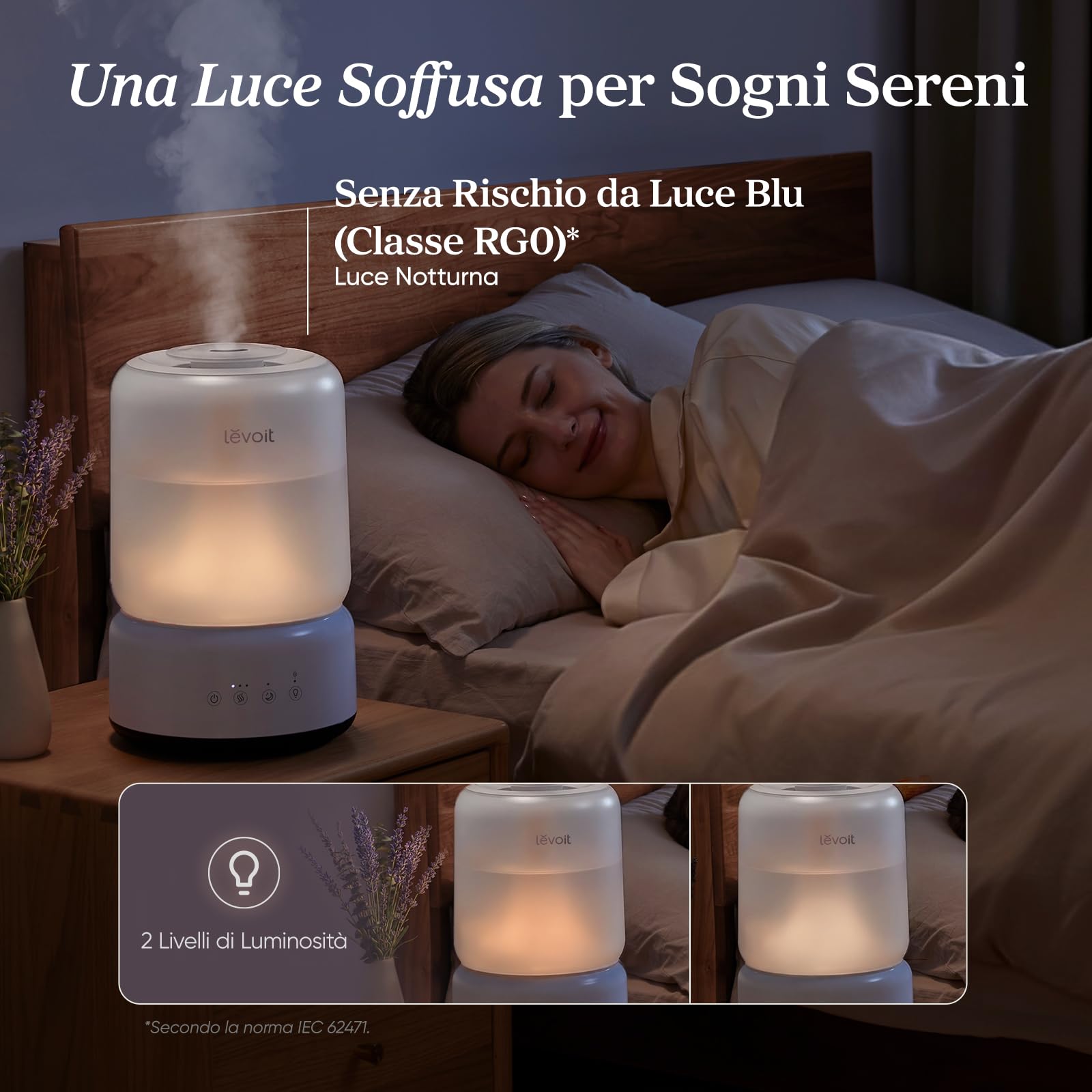 Levoit Umidificatore Ambiente 4,2L, Durata 42H, NeoClassic 450, Bianco