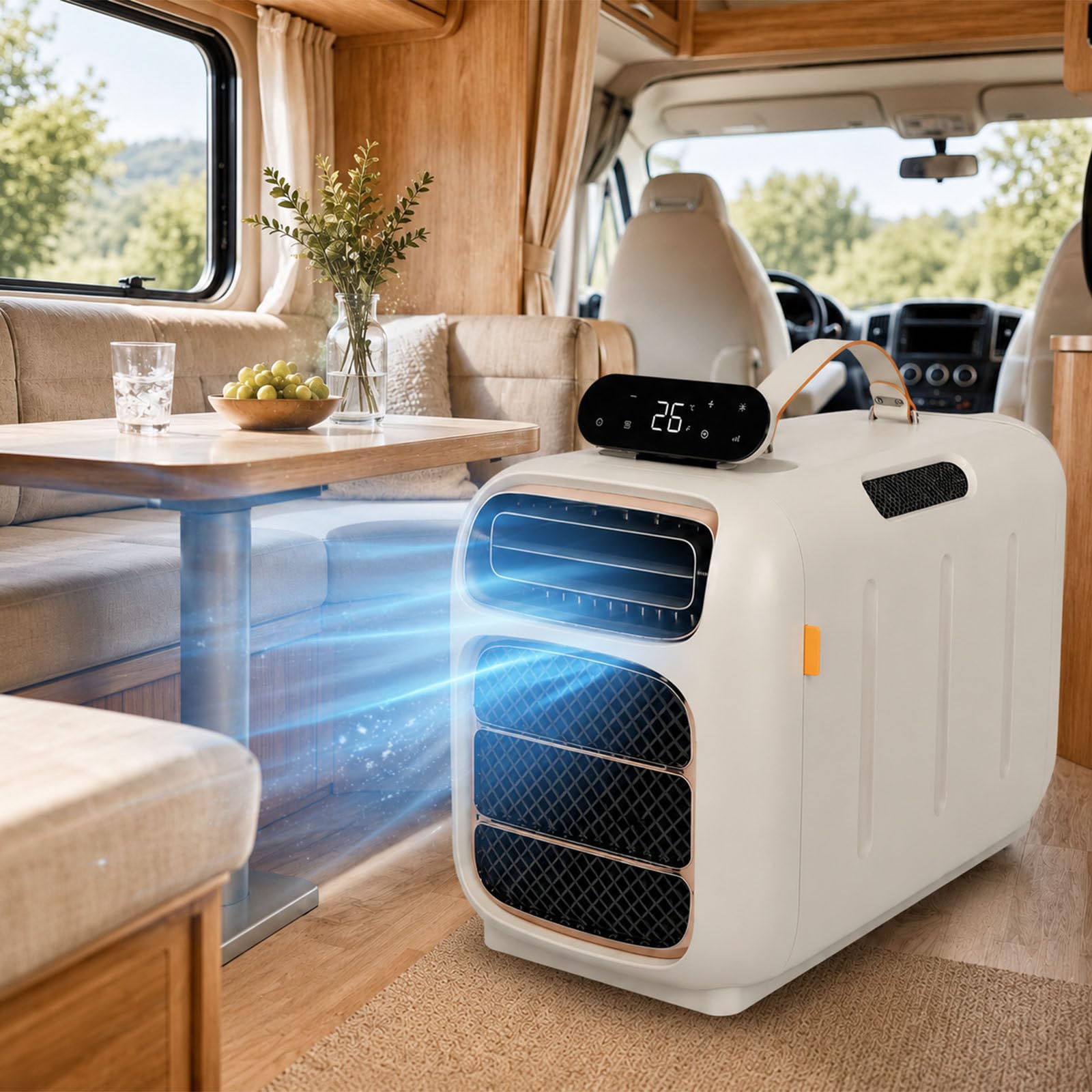 smafoseedding 2026 Portable Air Conditioner For Camping Tent, 4700btu Mobile Ac, Camping Ac Unit With Dehumidifier & Fan, 45db Silent, Self-Drain Design, Double Hose, Remote Keypad Cooling