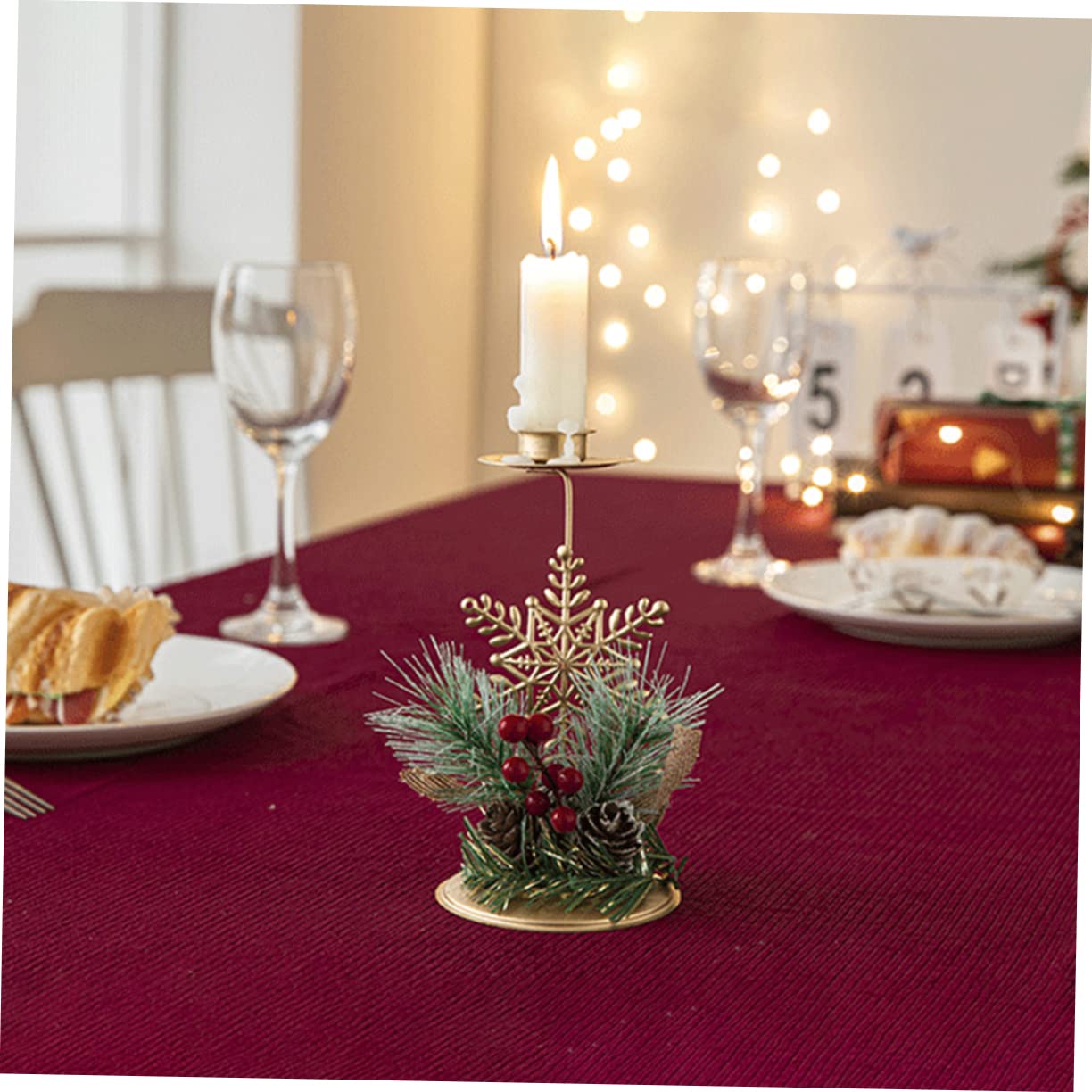 5 Piezas Portavelas navideño de Forjado Soporte de Cono candelabro para Escritorio Christmas Lights Xmas Decorations Adornos navideños sujetavelas candelabros Base de Vela Cabilock