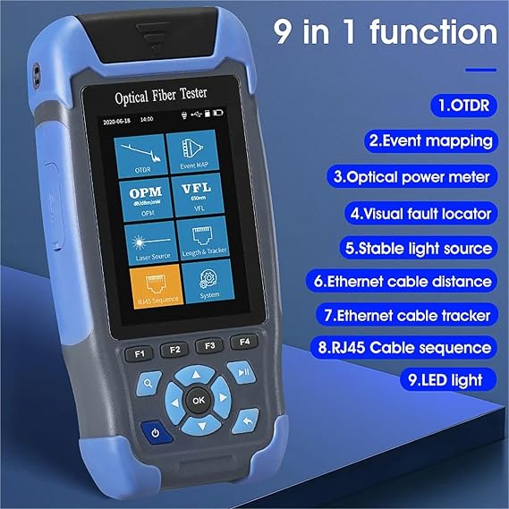 OTDR 60KM Optical Time Domain Reflectometer 1310/1550nm 24/22dB Fiber Optic Cable Tester Built-in VFL OPM OLS(AUA900A)