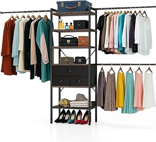 YITAHOME Modular Closet System with Drawers & Clothing Rack - Adjustable Wardrobe Organizer, Durable Steel Frame, Space-Efficient Design for Bedroom, Closet, or Laundry Room, Quick Assembly