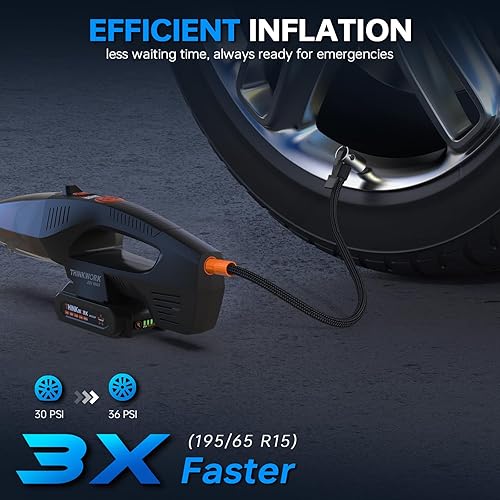 Miniatura 9 de THINKWORK Aspiradora de coche e inflador de aire de 20 V, aspiradora inalámbrica de mano de alta potencia de doble función con potencia de succión