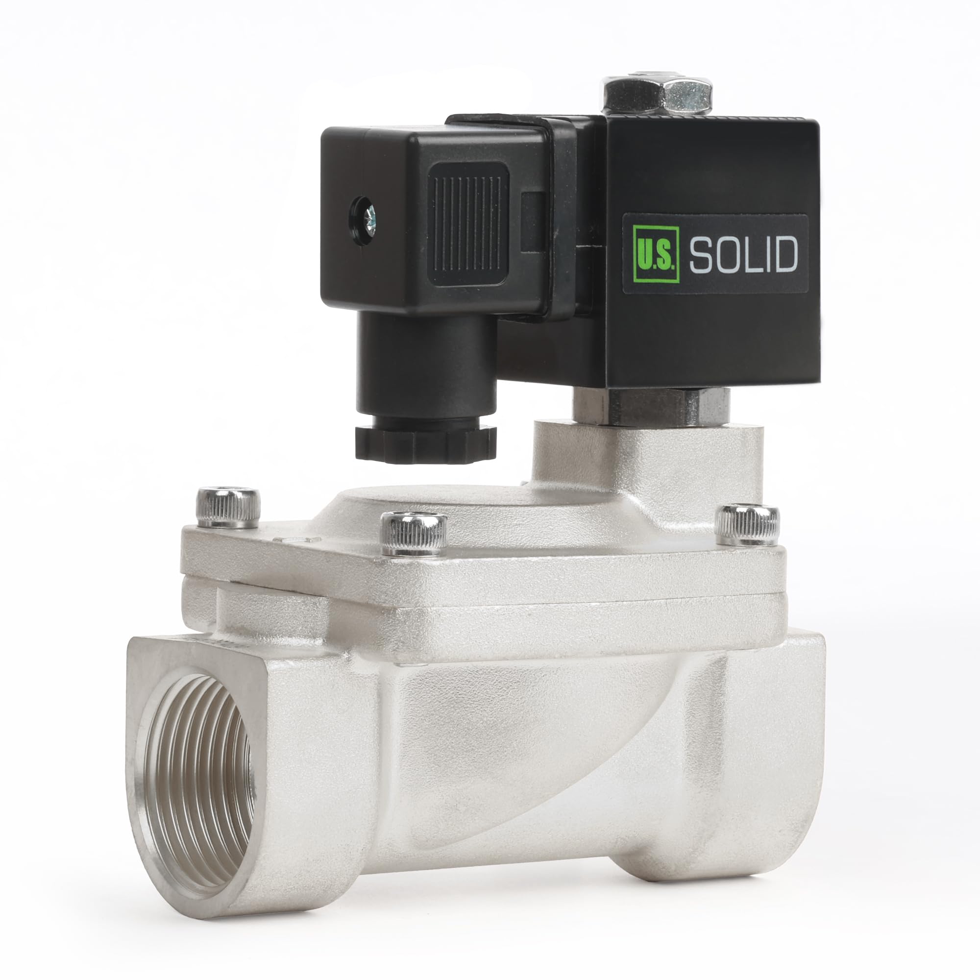 U.S. Solid Elettrovalvola a solenoide in acciaio inox 1" G – 220V AC, 0,3–16 bar, normalmente aperta, guarnizione VITON, funzionamento pilotato