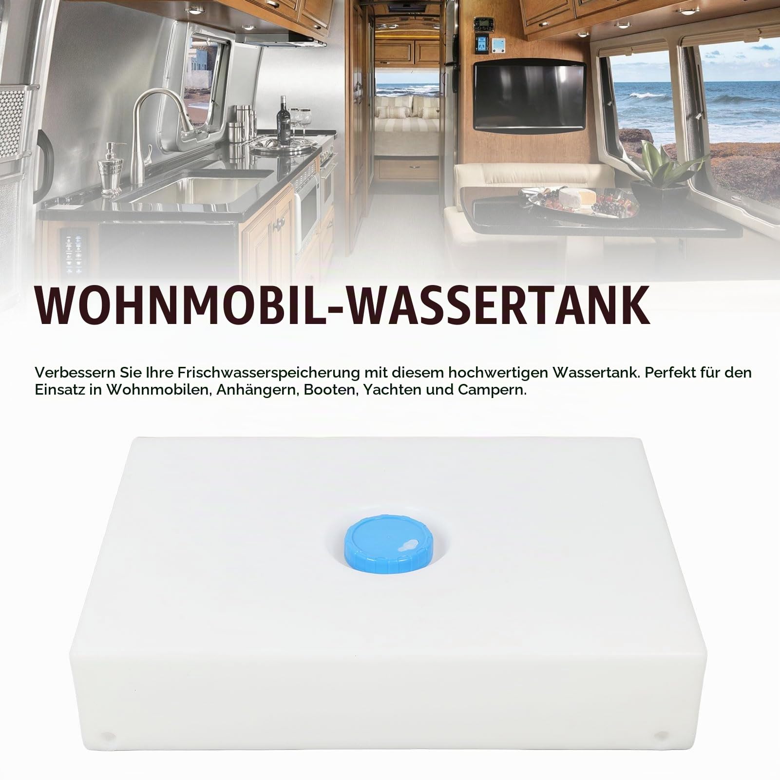 Tbest Wohnmobil-Wassertank, 12 Gallonen, RV-Wassertank, Lebensmittelecht, Versiegelt, 27,56 X 19,69 X 5,51 Zoll, Frischwasserbehälter für Wohnmobile, Anhänger, Wohnmobile, Boote, Yachten