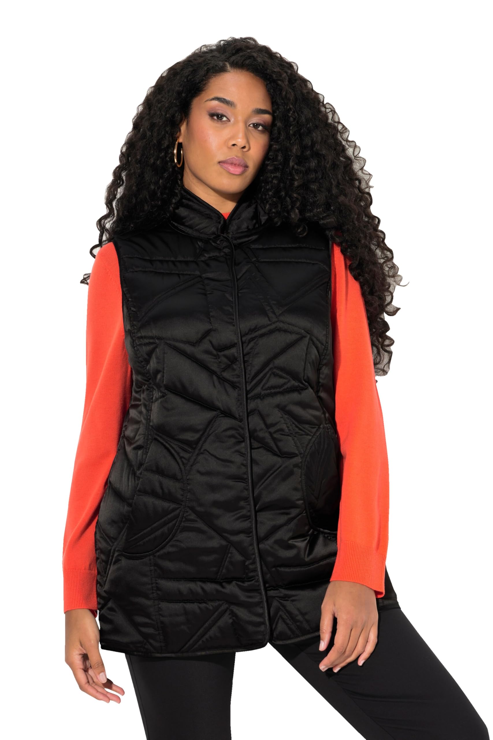 Ulla Popken Damen große Größen Übergrößen Plus Size Steppweste, Rundhals, Daunenoptik, ärmellos 834519