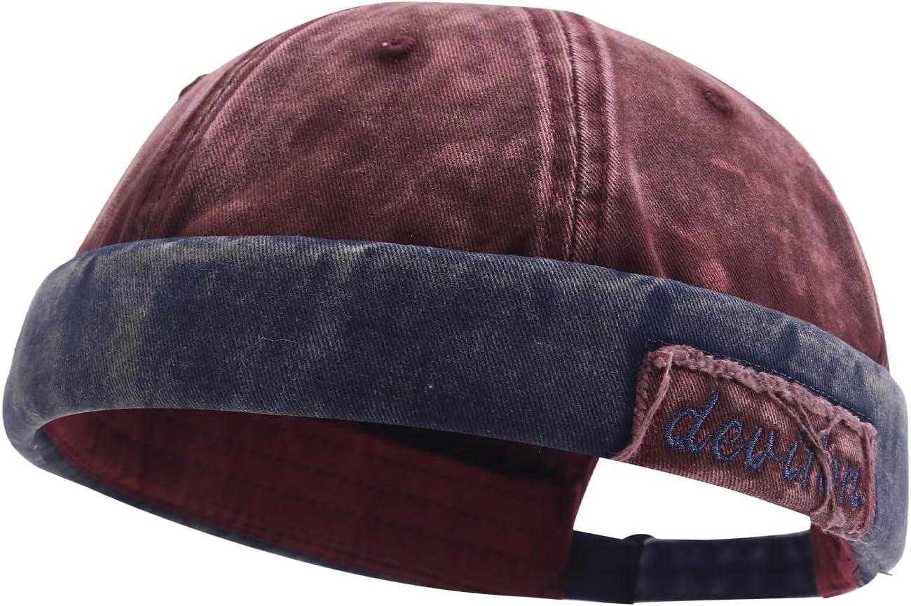 Washed Cotton Brimless Distressed Docker Cap Adjustable Street Casual Sailor Cap Skullcap Beanie Hat Landlord Hats - Image 2
