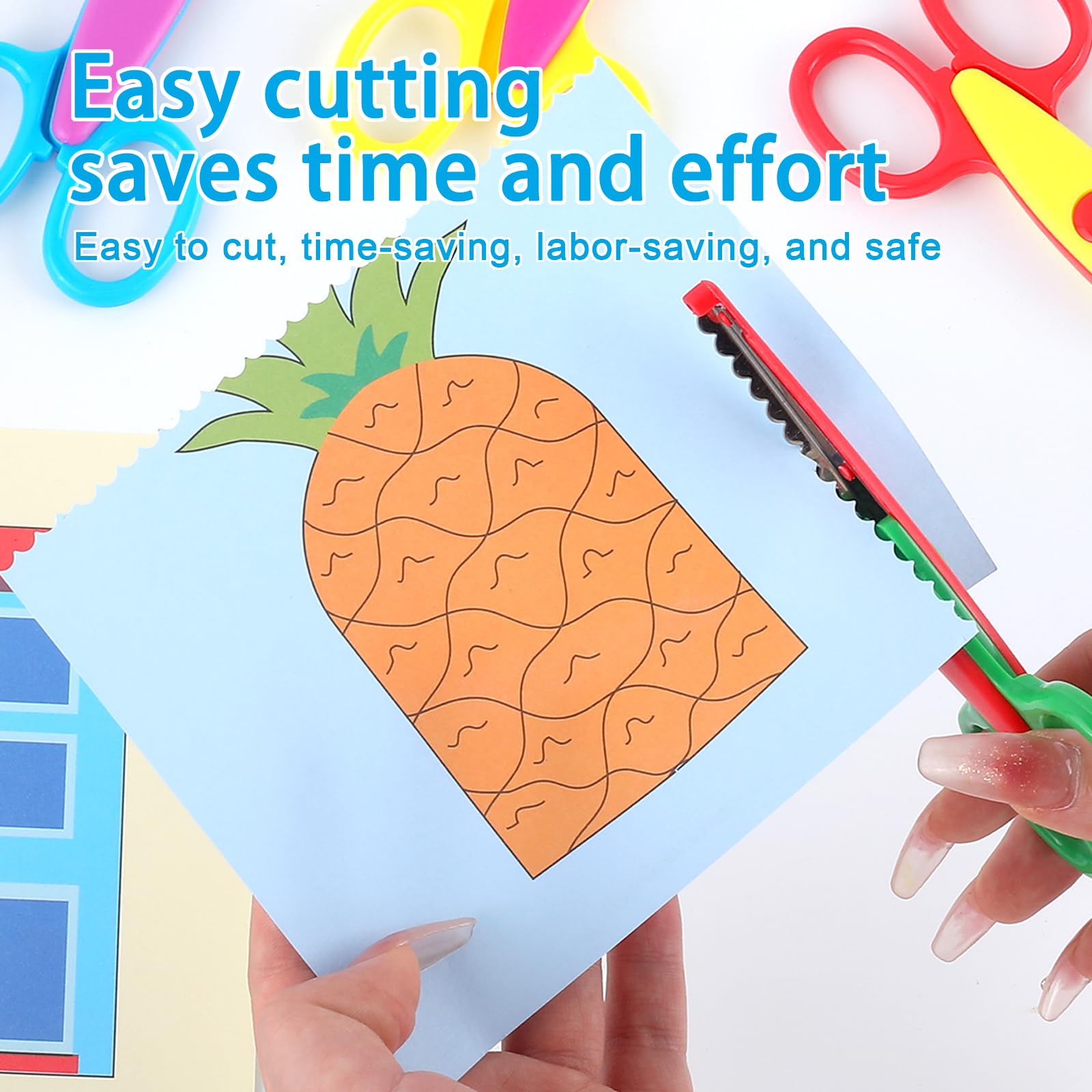 12 Stück Bastelscheren, dekorative Kante, 12,7 cm Sicherheitsscheren, bunte Zickzack-Scheren, verschiedene Papierschneider-Musterscheren für Büro, Schule, Scrapbook
