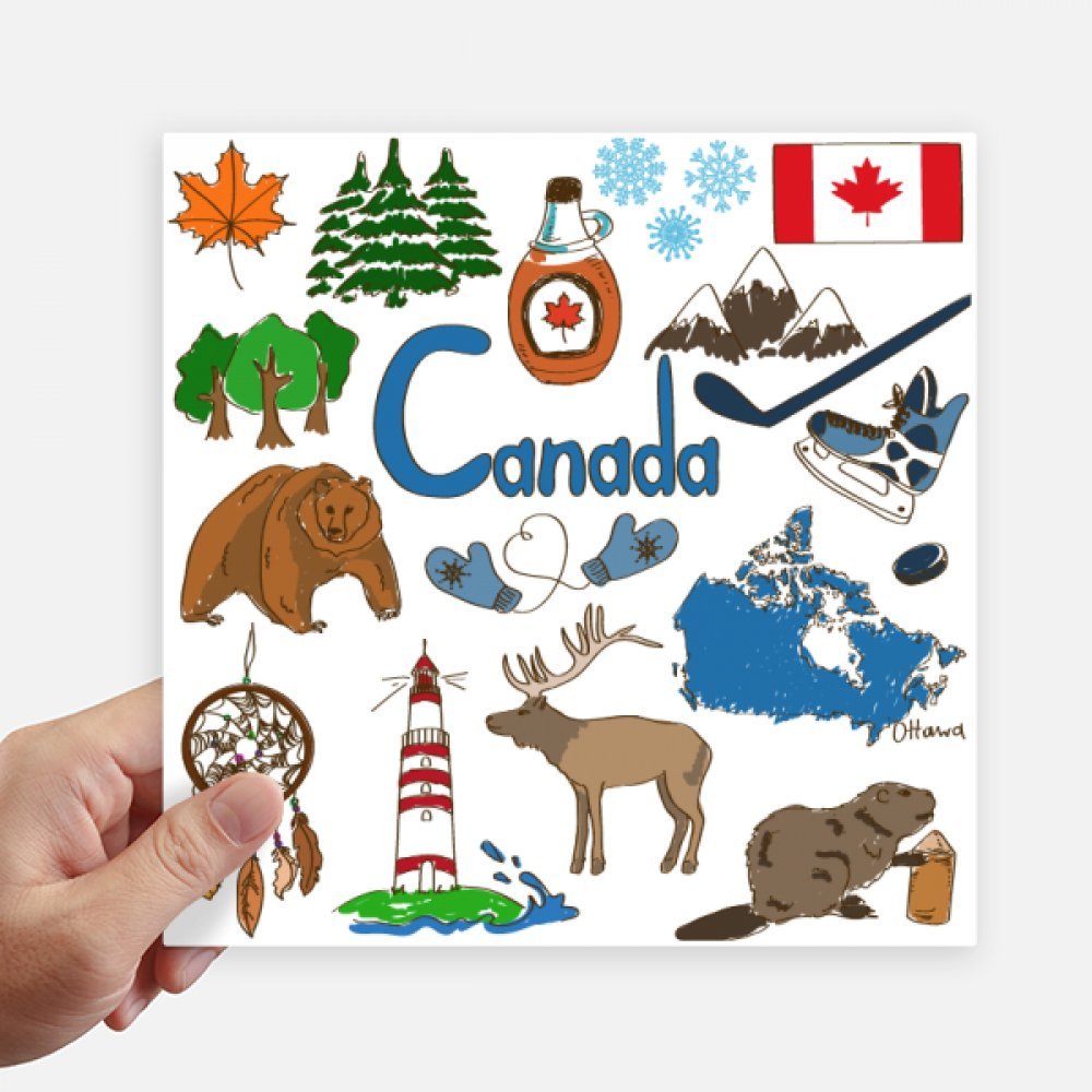 Autocollant Canada de 20 cm carré lot de 4 stickers multicolores pour valise