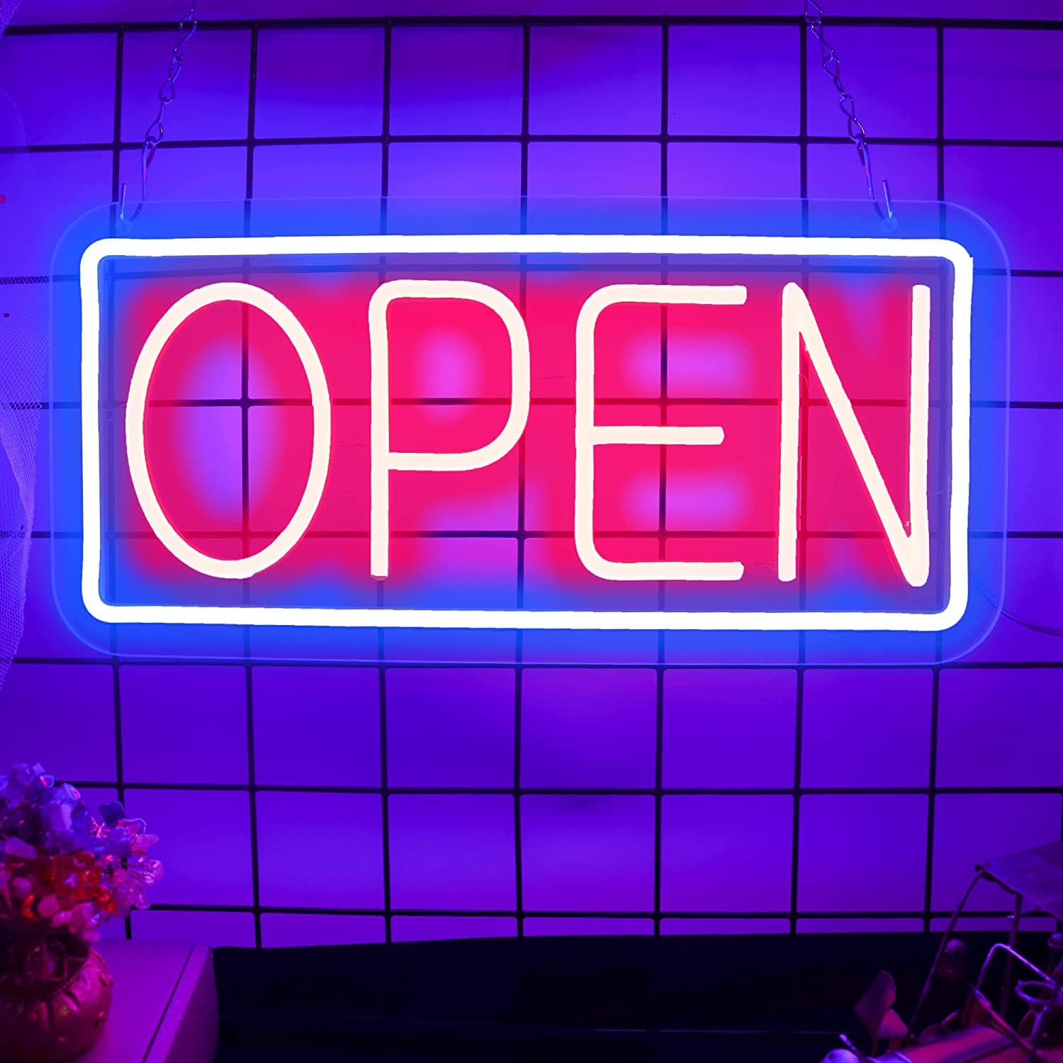 Open Neon Sign LED Light Up Sign with Dimmable Switch for Bar Club Store Restaurant Cafe Decoration Gifts (12x6 Inch)