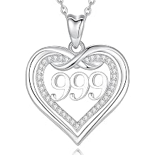 CELESTIA 925 Sterling Silver Angel Number Necklace Double Heart Jewelry for Women - 18 Inch Rolo Chain